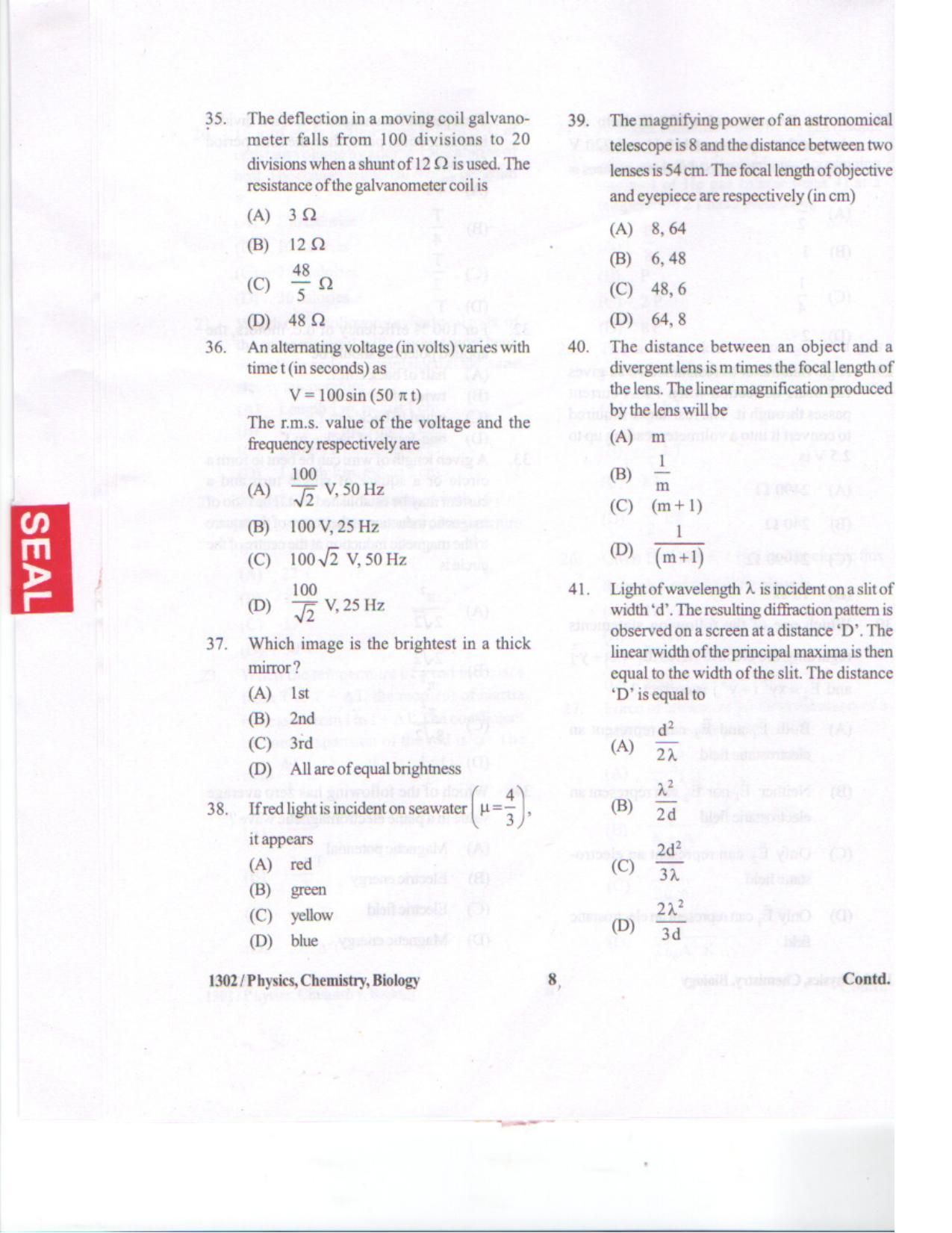 APJEE Physics, Chemistry & Biology 2013 Question Paper - Page 7