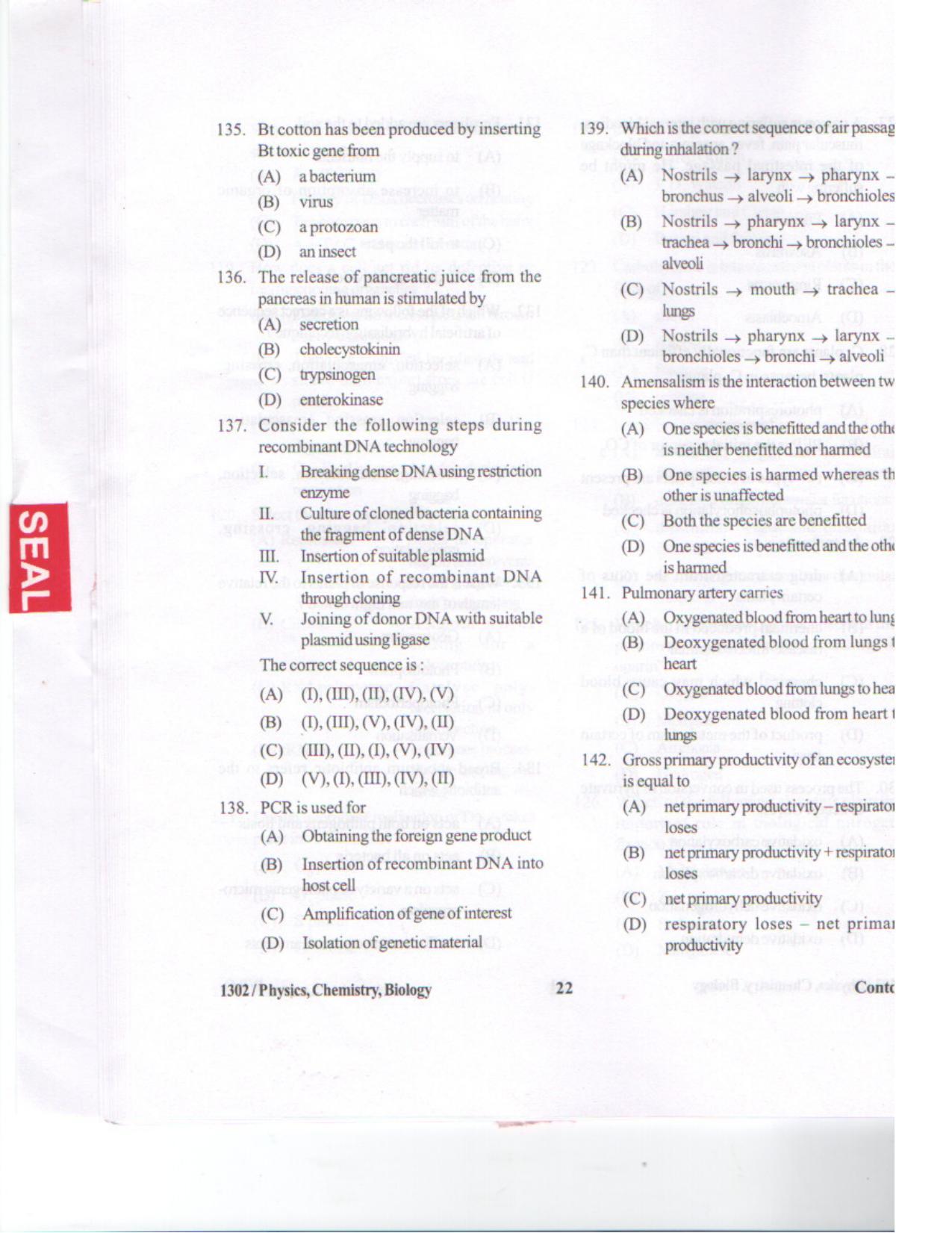 APJEE Physics, Chemistry & Biology 2013 Question Paper - Page 21