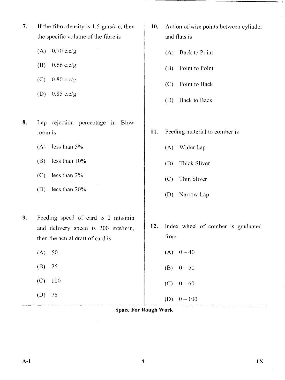 Karnataka PGCET 2017 Textile Technology Question Paper - Page 3