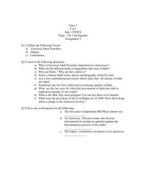 CBSE Worksheets for Class 7 Civics Assignment 1