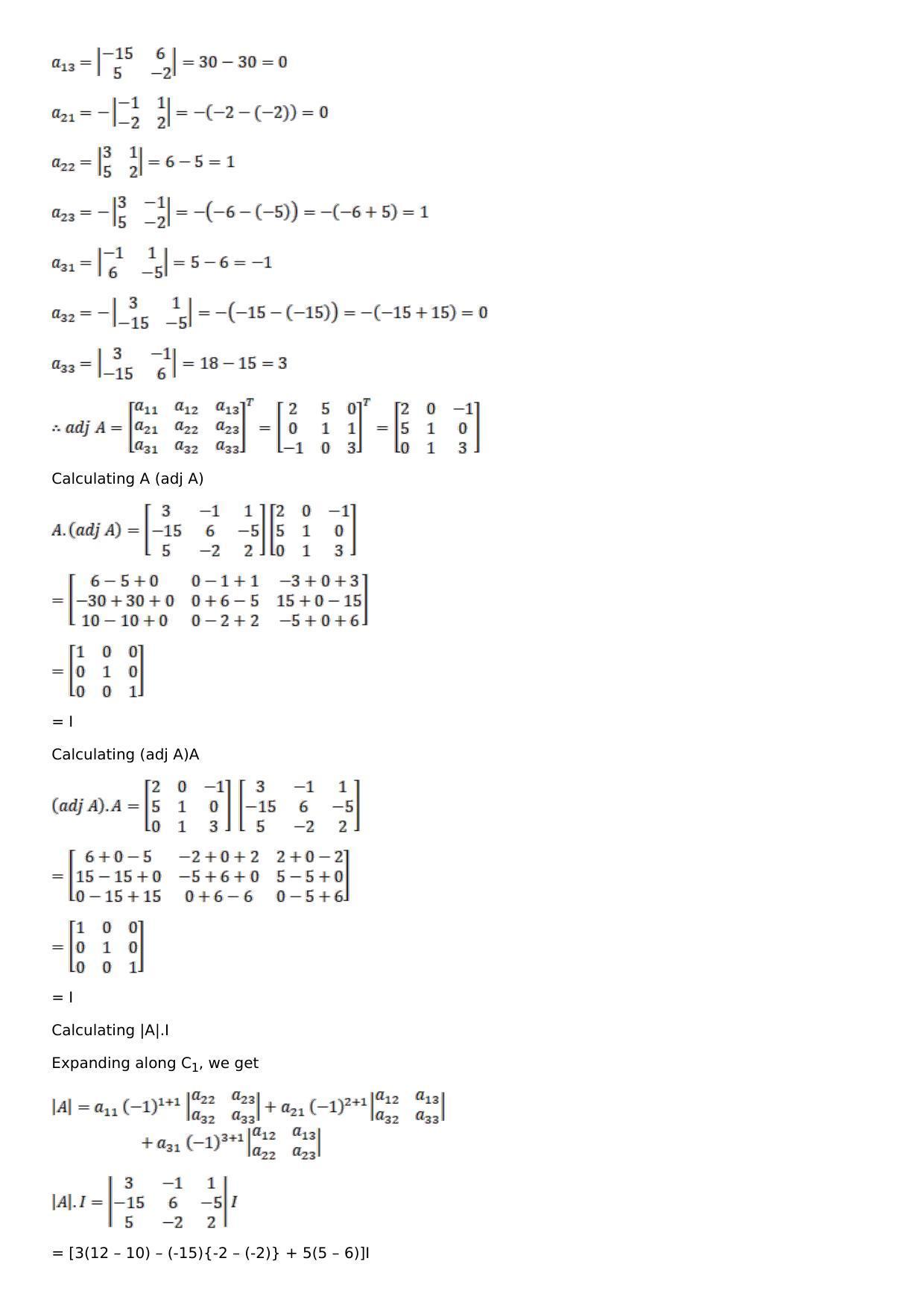 Chapter 7: Adjoint and Inverse of a Matrix Solutions: RS Aggarwal Class 12 Solutions  - Page 7
