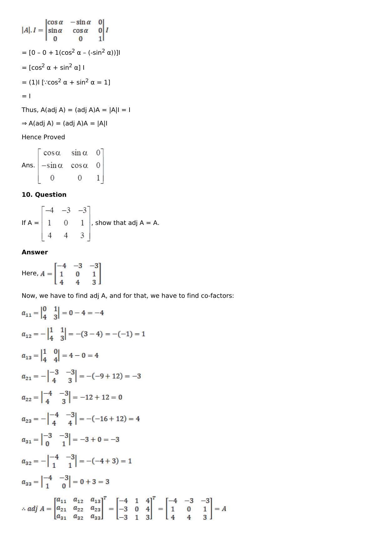 Chapter 7: Adjoint and Inverse of a Matrix Solutions: RS Aggarwal Class 12 Solutions  - Page 15
