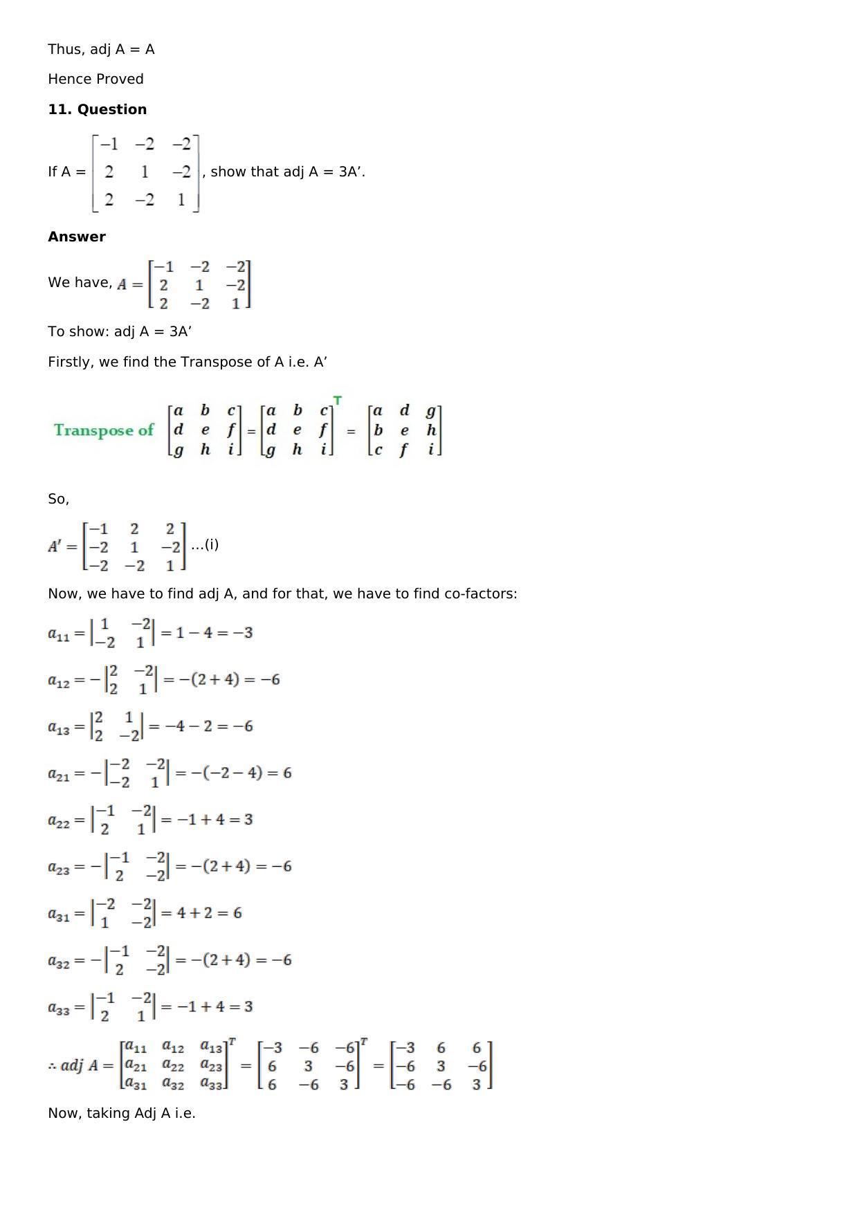 Chapter 7: Adjoint and Inverse of a Matrix Solutions: RS Aggarwal Class 12 Solutions  - Page 16