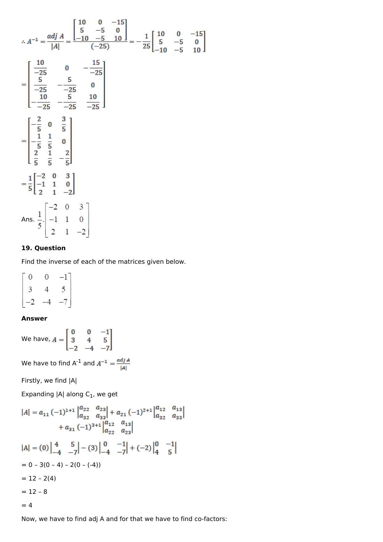 Chapter 7: Adjoint and Inverse of a Matrix Solutions: RS Aggarwal Class 12 Solutions  - Page 24