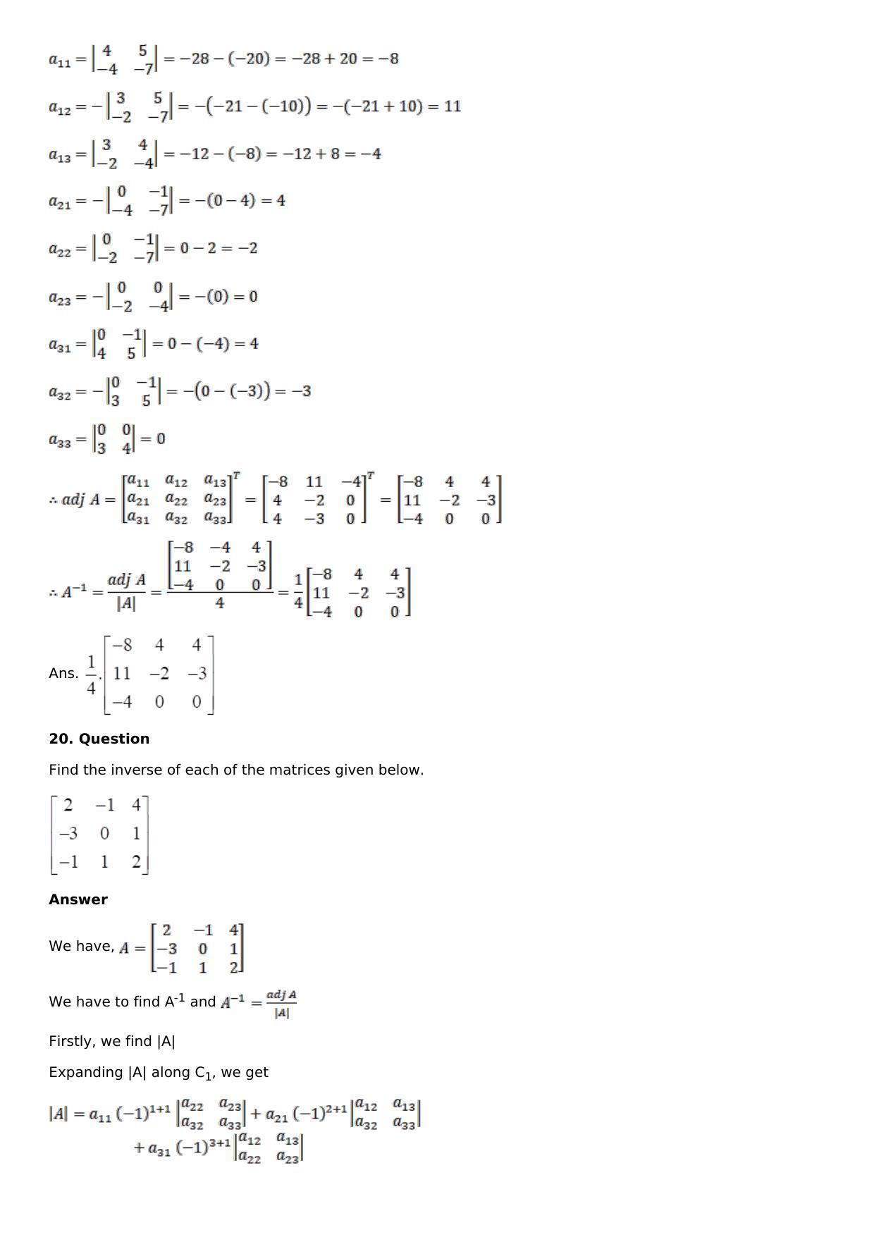 Chapter 7: Adjoint and Inverse of a Matrix Solutions: RS Aggarwal Class 12 Solutions  - Page 25