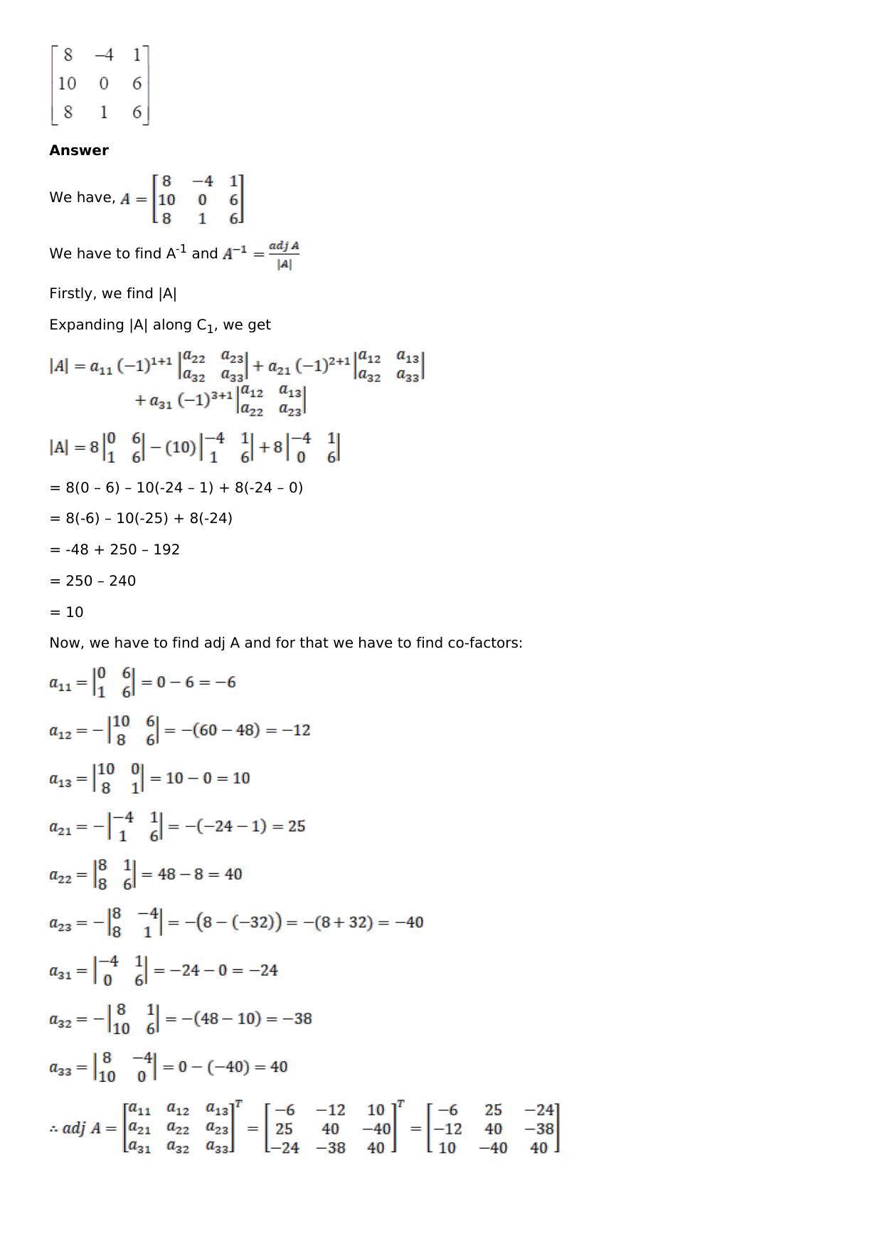 Chapter 7: Adjoint and Inverse of a Matrix Solutions: RS Aggarwal Class 12 Solutions  - Page 27
