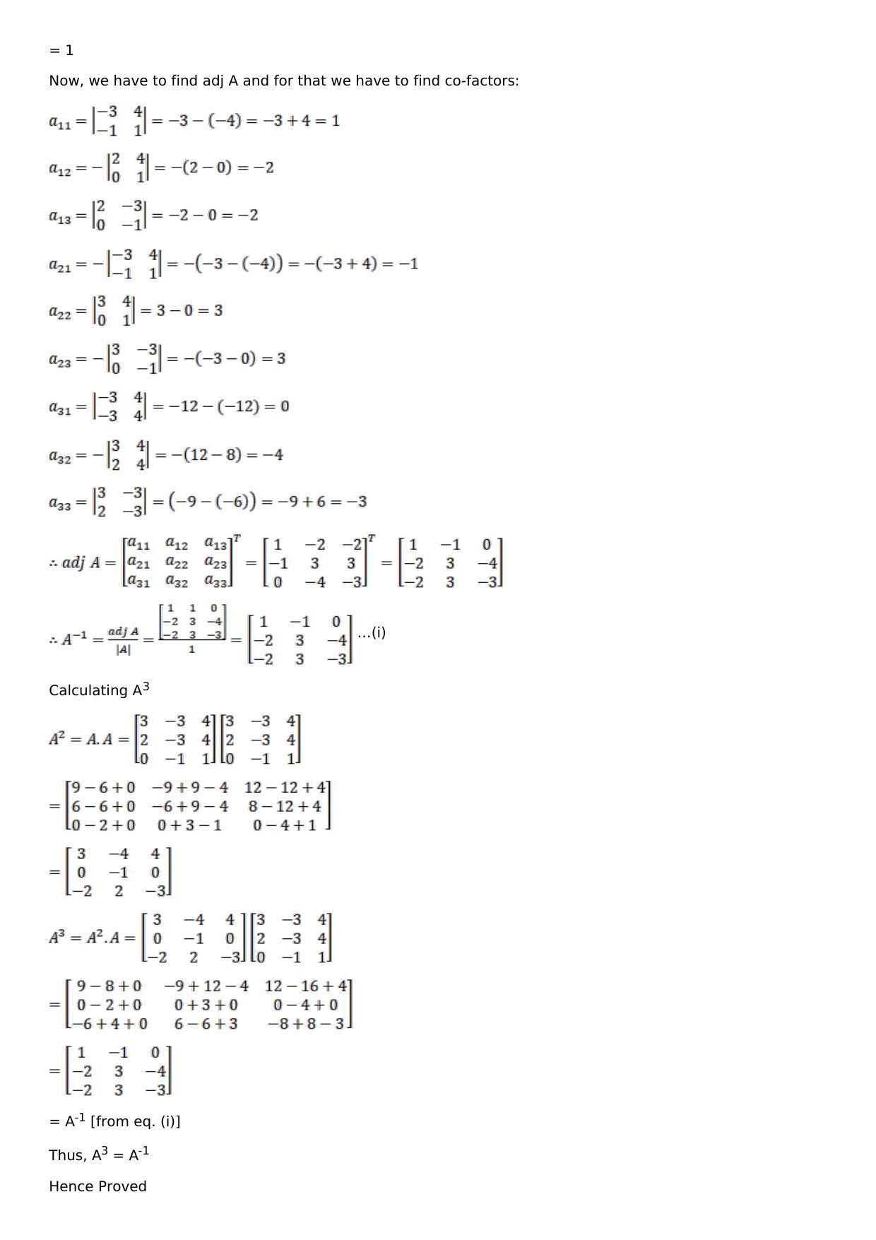 Chapter 7: Adjoint and Inverse of a Matrix Solutions: RS Aggarwal Class 12 Solutions  - Page 31