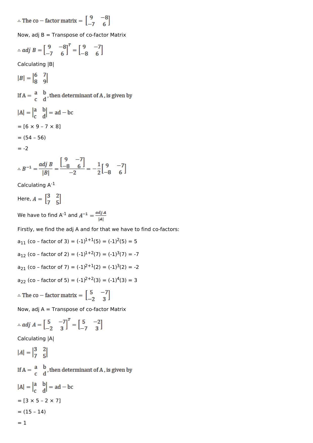 Chapter 7: Adjoint and Inverse of a Matrix Solutions: RS Aggarwal Class 12 Solutions  - Page 36