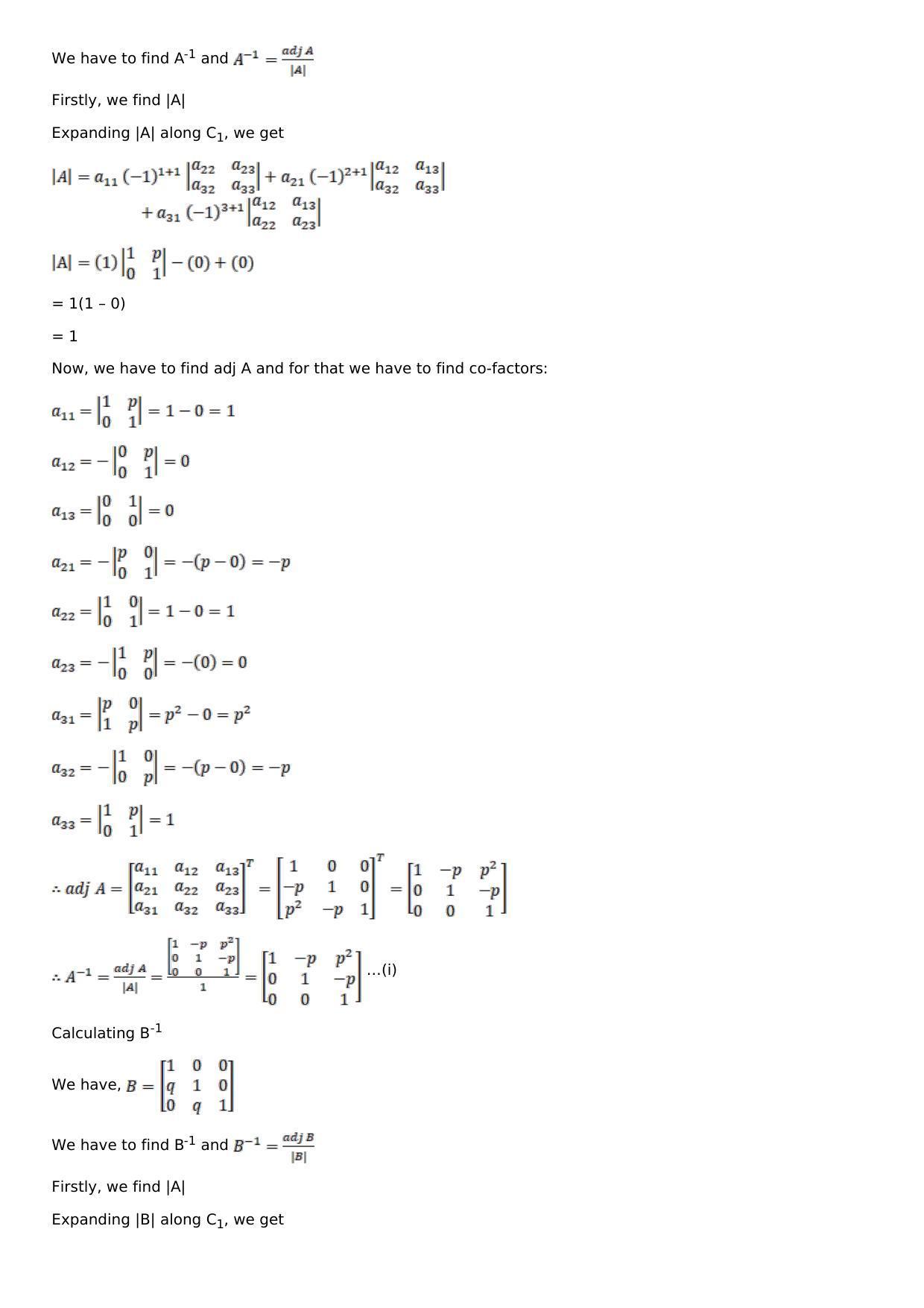Chapter 7: Adjoint and Inverse of a Matrix Solutions: RS Aggarwal Class 12 Solutions  - Page 42
