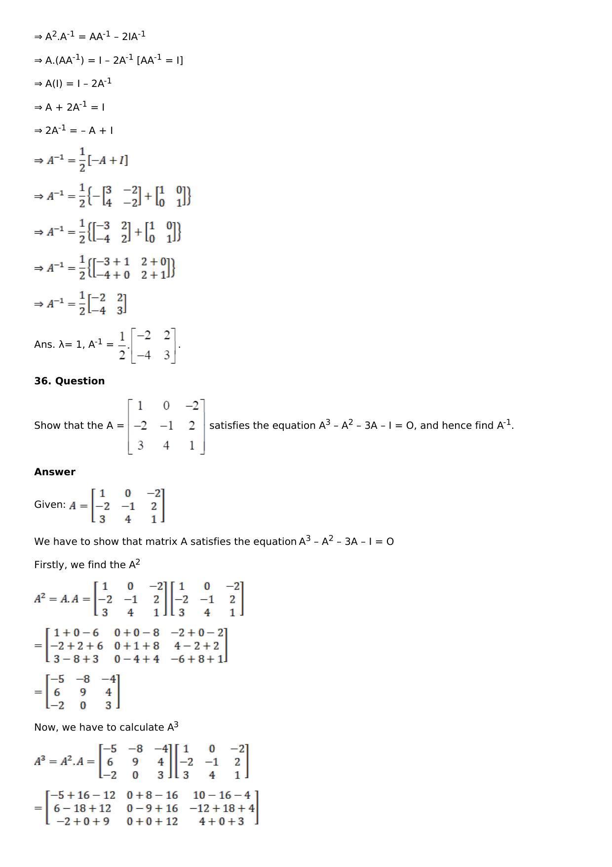 Chapter 7: Adjoint and Inverse of a Matrix Solutions: RS Aggarwal Class 12 Solutions  - Page 51