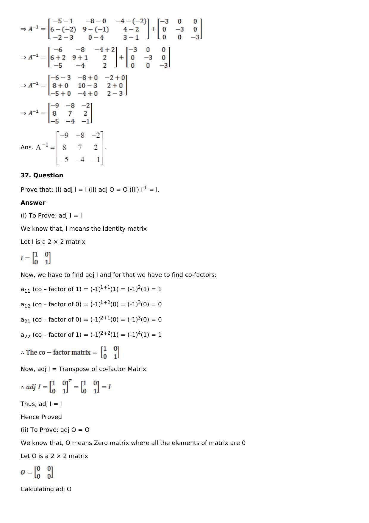 Chapter 7: Adjoint and Inverse of a Matrix Solutions: RS Aggarwal Class 12 Solutions  - Page 53