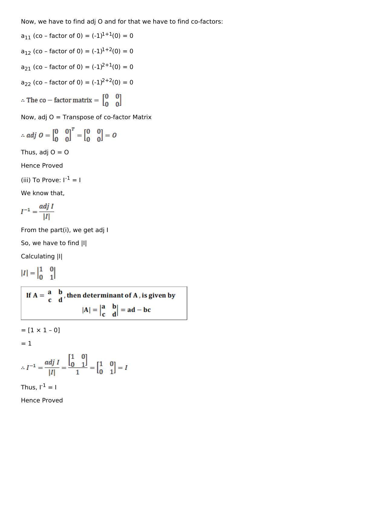 Chapter 7: Adjoint and Inverse of a Matrix Solutions: RS Aggarwal Class 12 Solutions  - Page 54