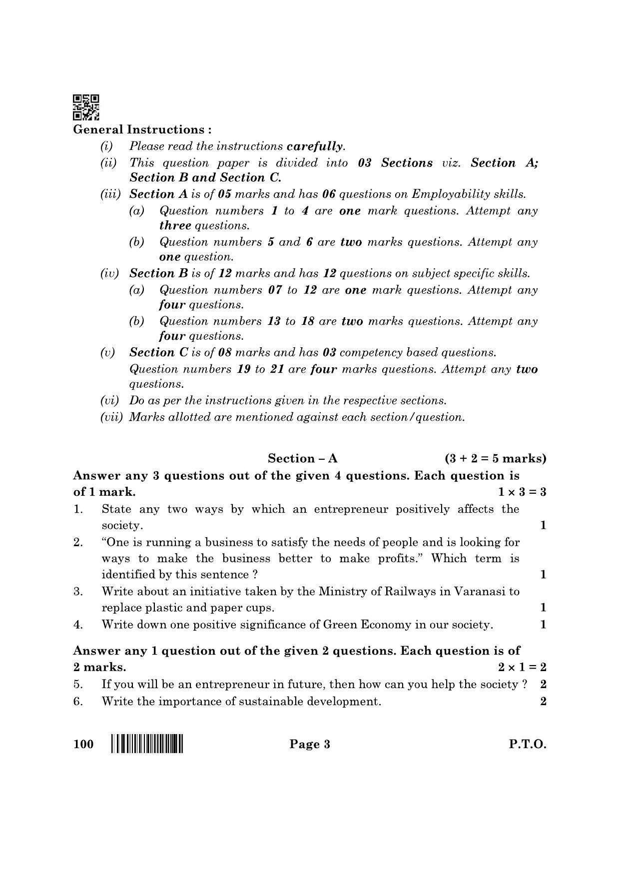 CBSE Class 10 100 Health Care 2022 Question Paper - Page 3