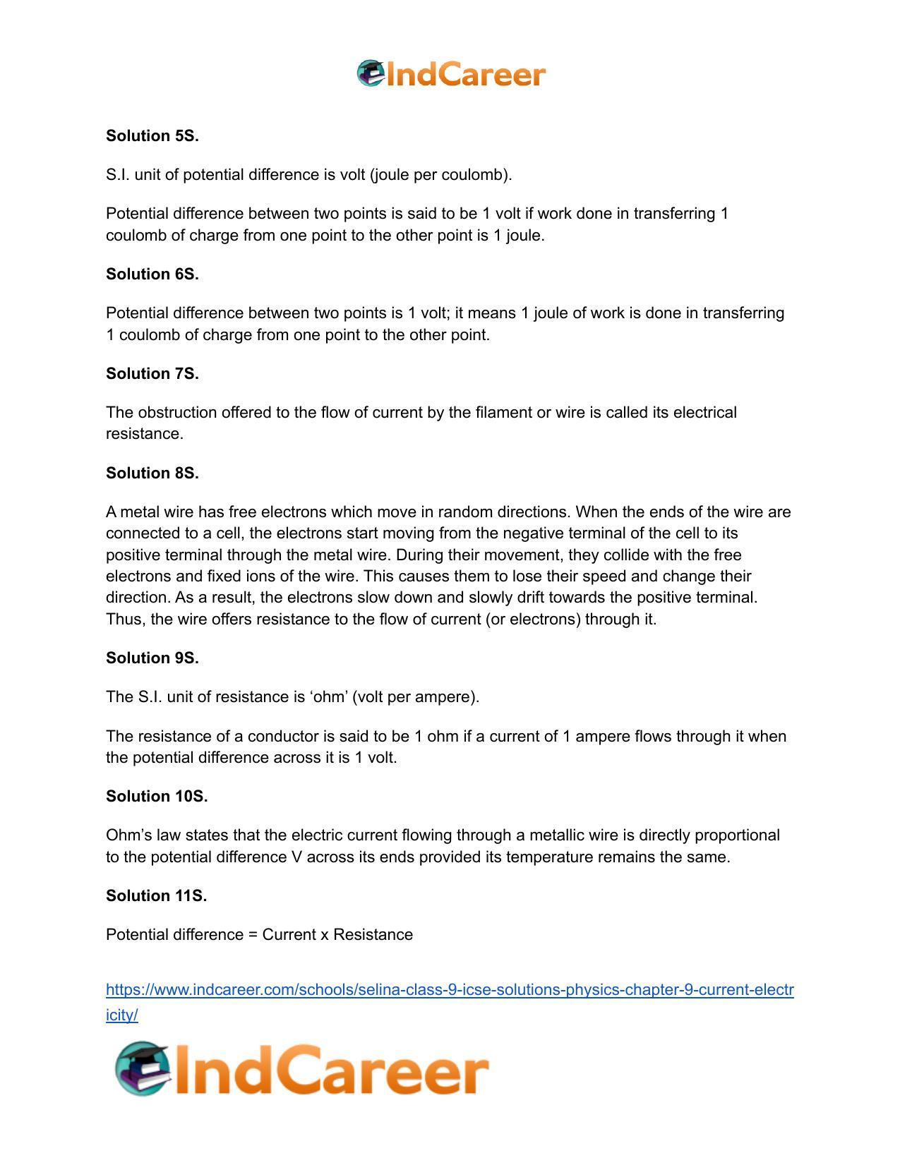 Selina Class 9 ICSE Solutions Physics : Chapter 9- Current Electricity - Page 9