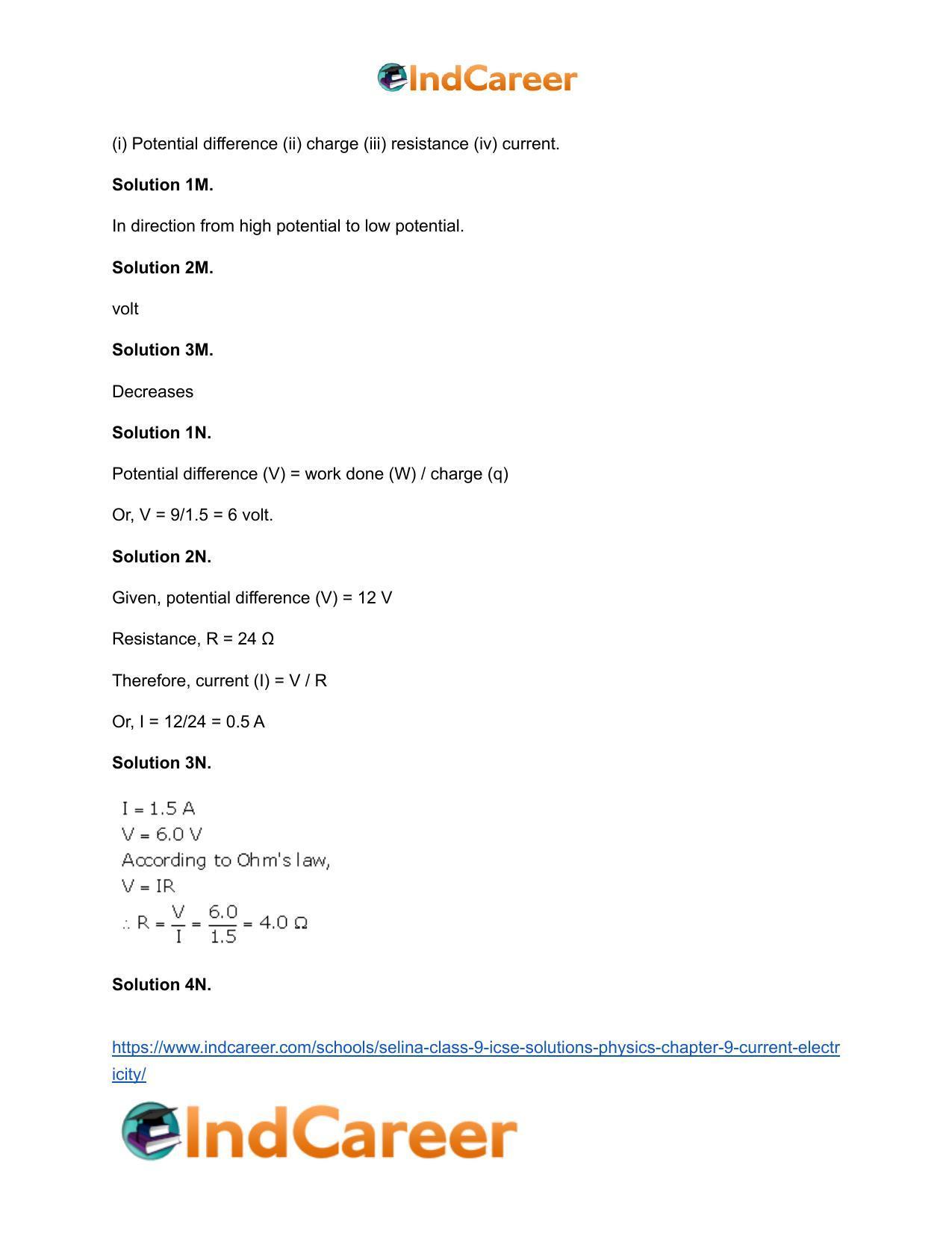 Selina Class 9 ICSE Solutions Physics : Chapter 9- Current Electricity - Page 11