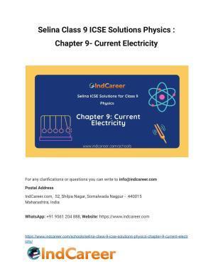 Selina Class 9 ICSE Solutions Physics : Chapter 9- Current Electricity