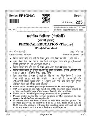 CBSE Class 12 Physical Education Punjabi Version (Compartment) 2023 Question Paper