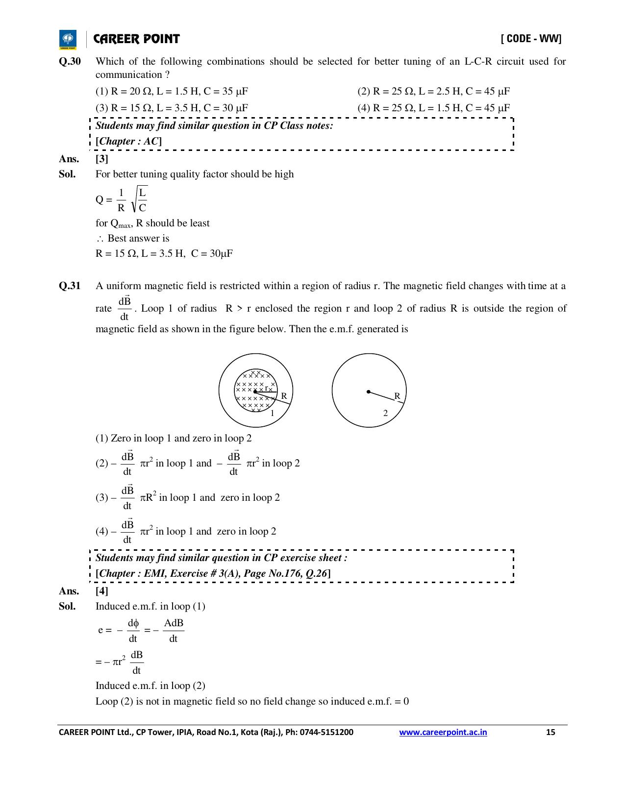NEET Code AA 2016 Answer & Solutions - Page 15