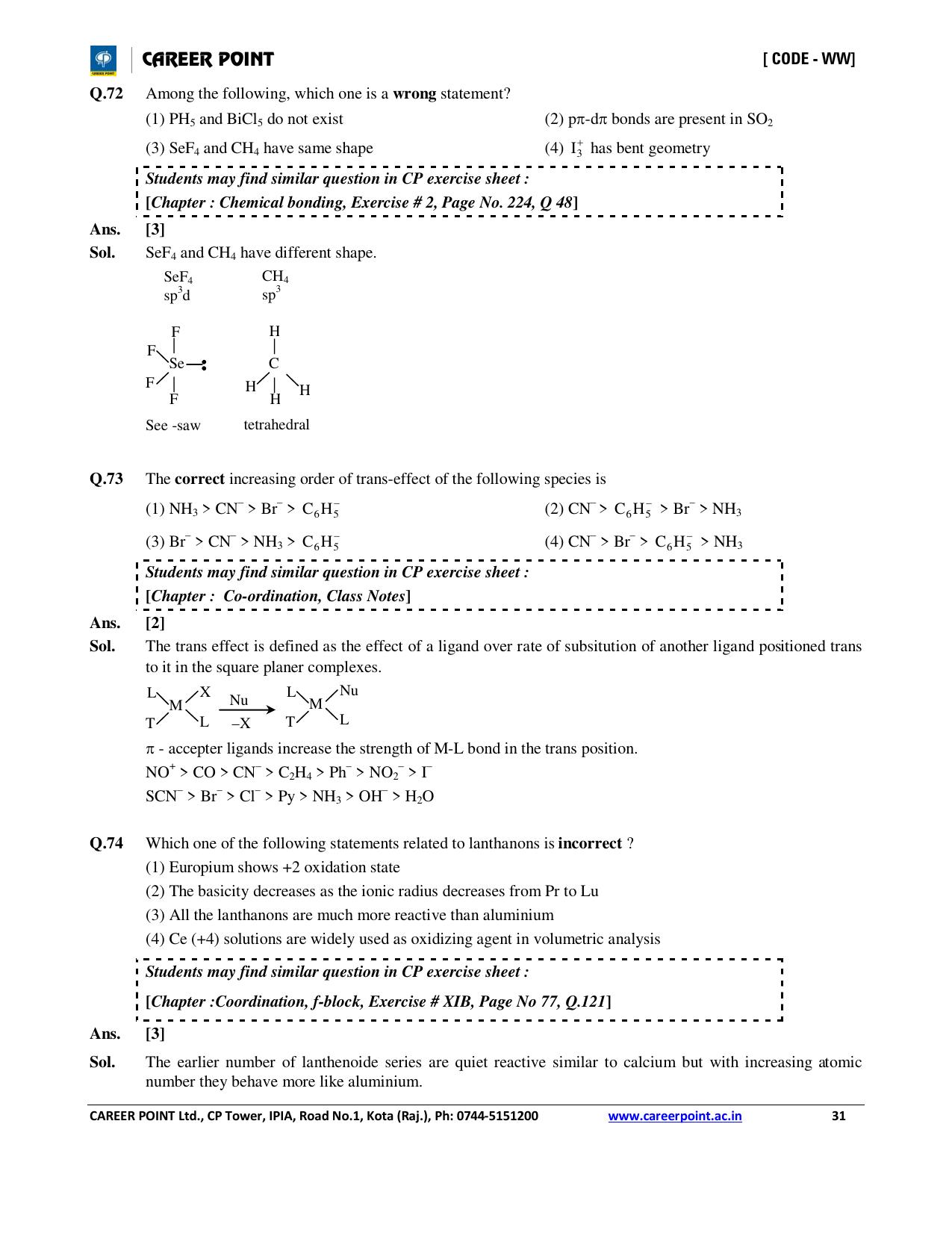 NEET Code AA 2016 Answer & Solutions - Page 31