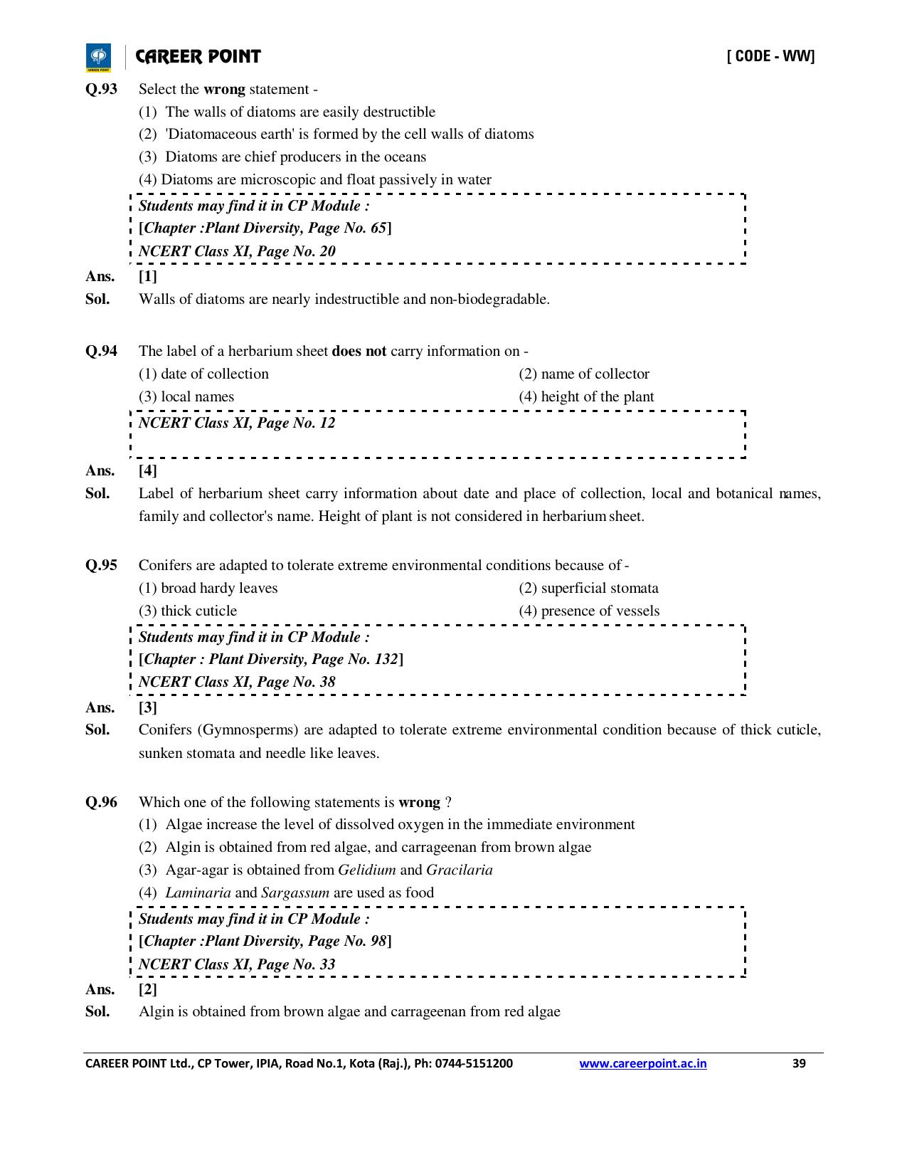 NEET Code AA 2016 Answer & Solutions - Page 39