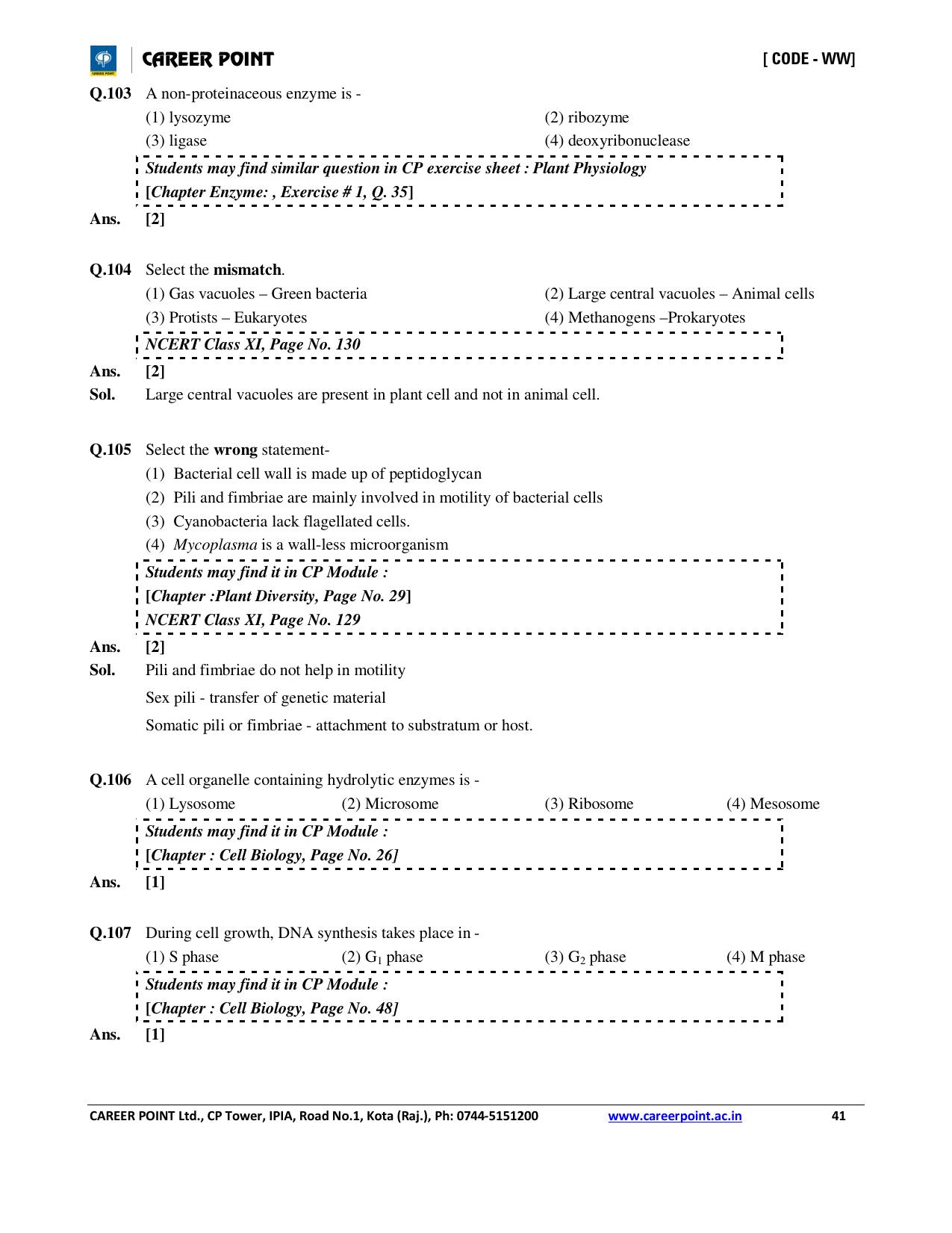 NEET Code AA 2016 Answer & Solutions - Page 41