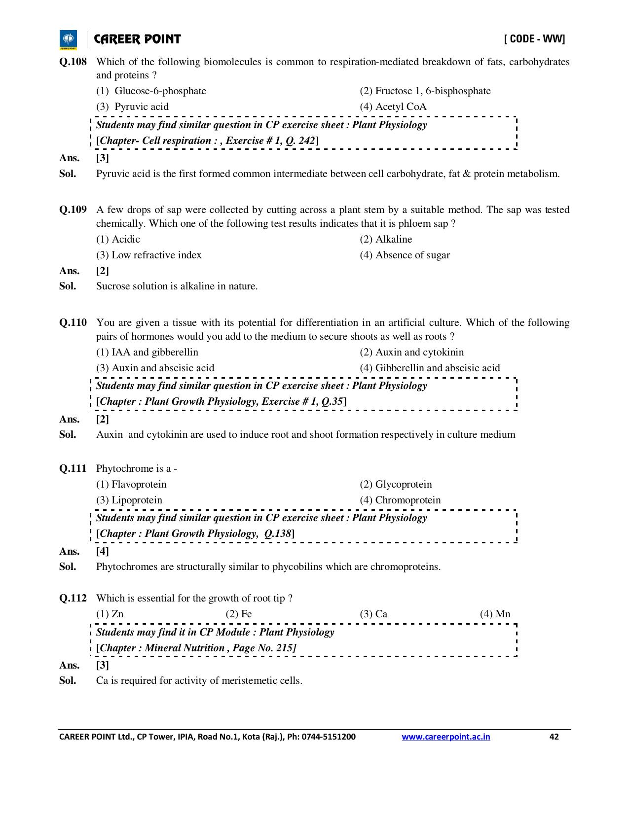NEET Code AA 2016 Answer & Solutions - Page 42