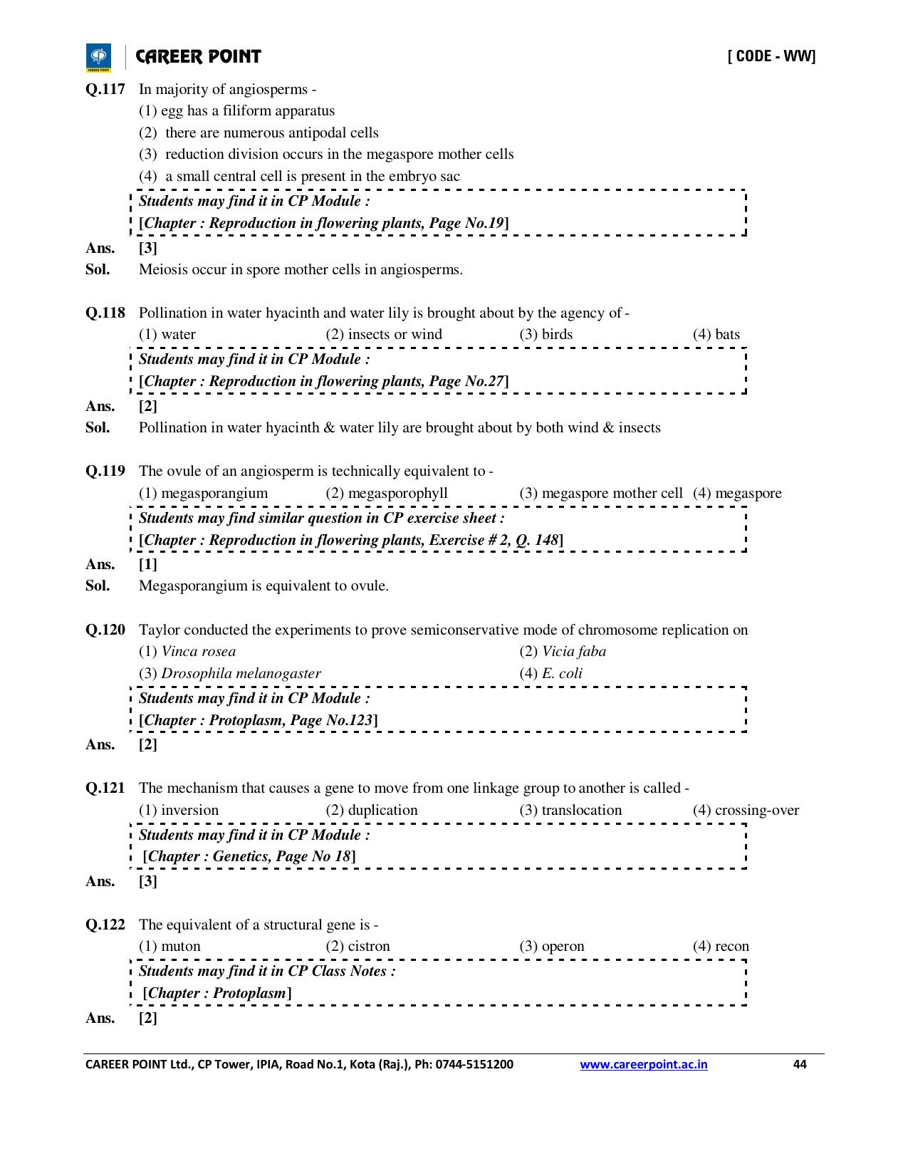 NEET Code AA 2016 Answer & Solutions - Page 44