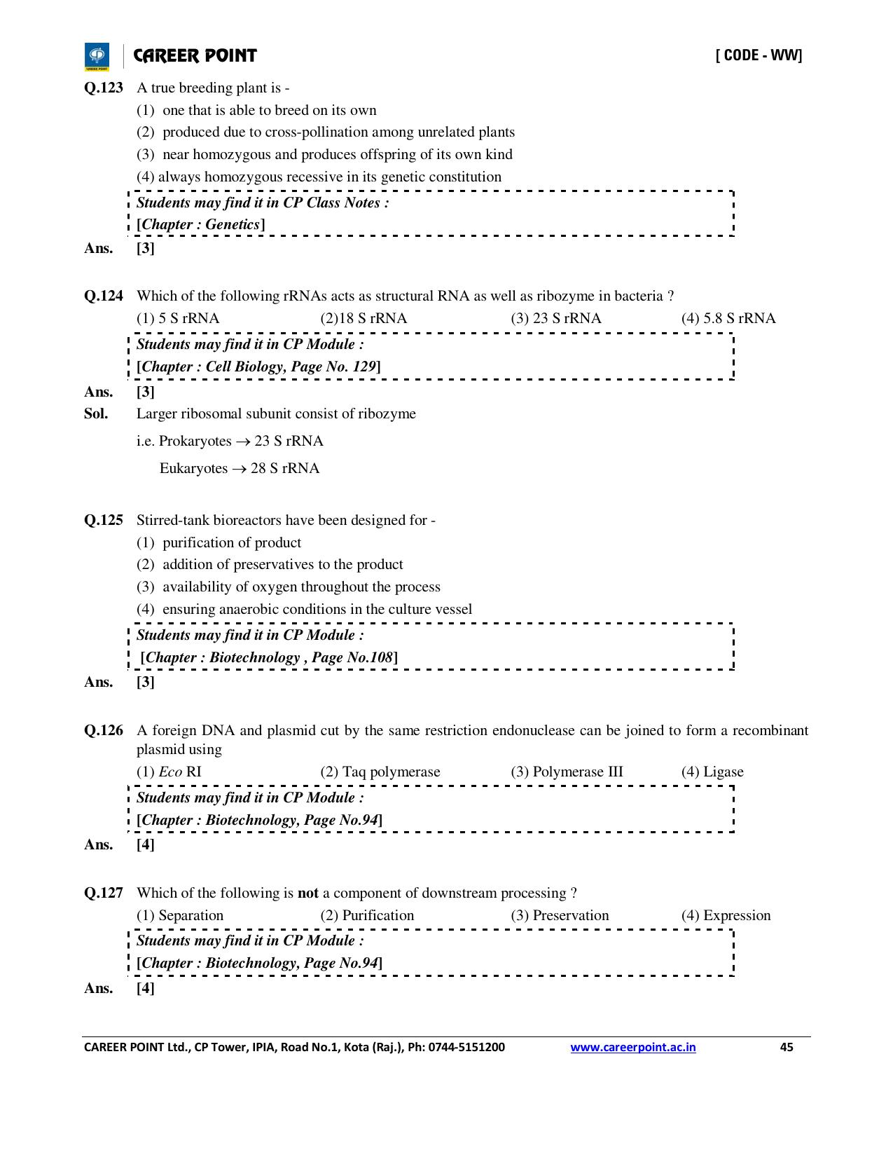 NEET Code AA 2016 Answer & Solutions - Page 45