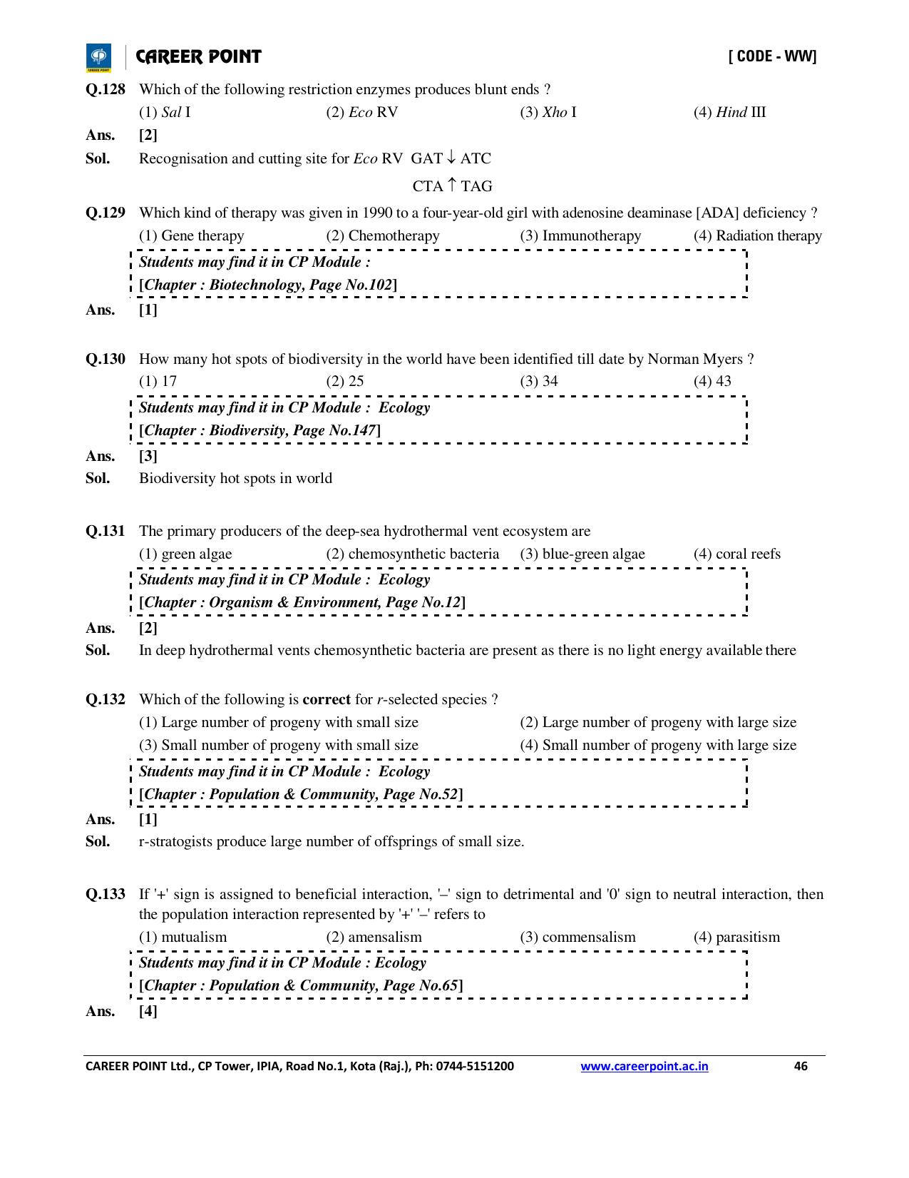 NEET Code AA 2016 Answer & Solutions - Page 46