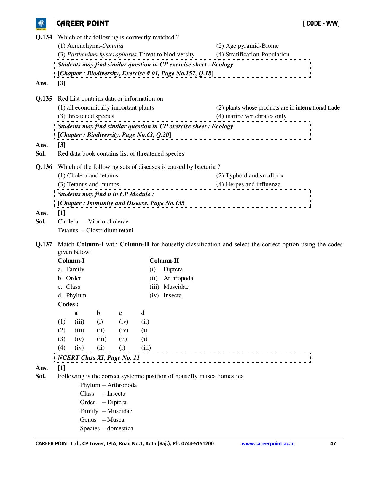 NEET Code AA 2016 Answer & Solutions - Page 47