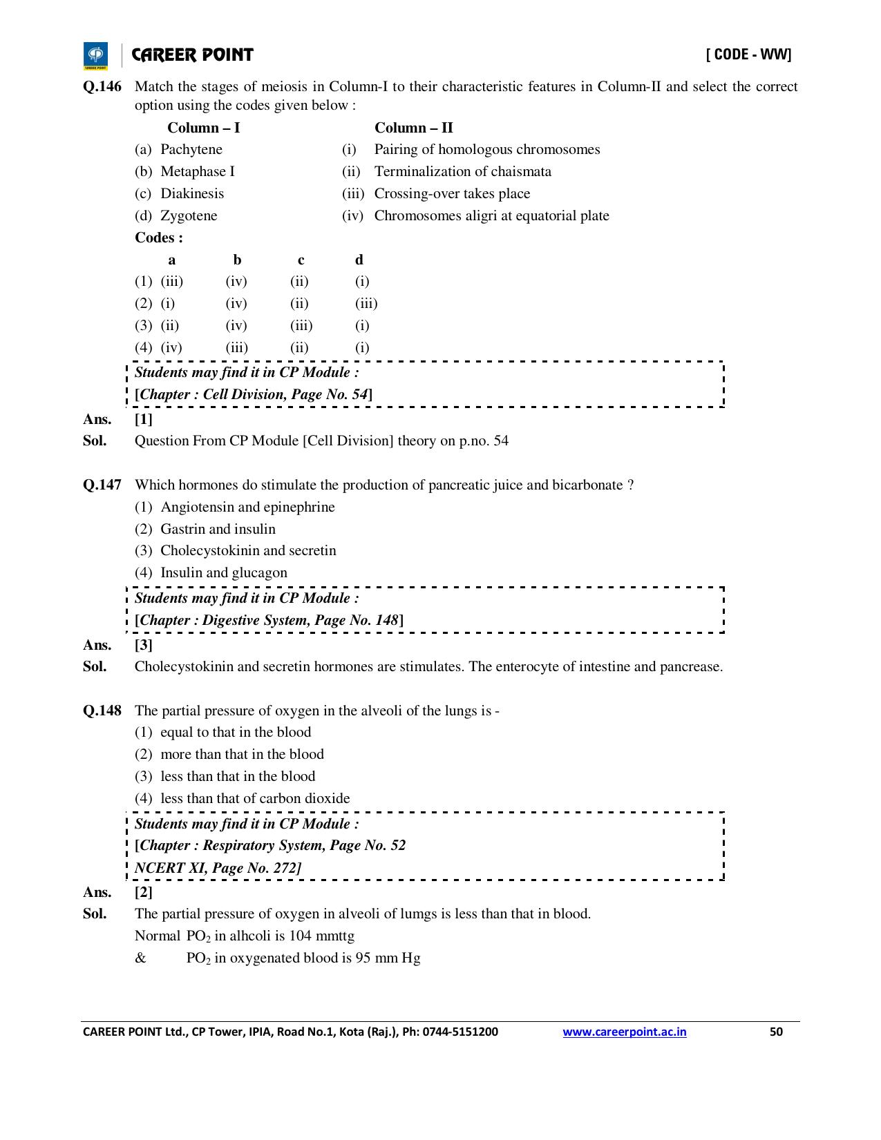 NEET Code AA 2016 Answer & Solutions - Page 50