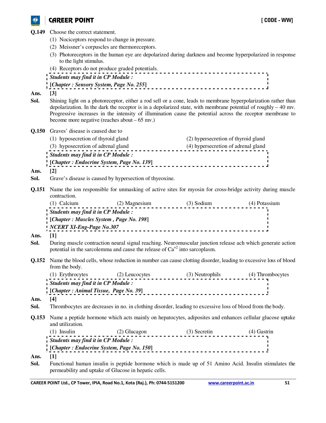 NEET Code AA 2016 Answer & Solutions - Page 51