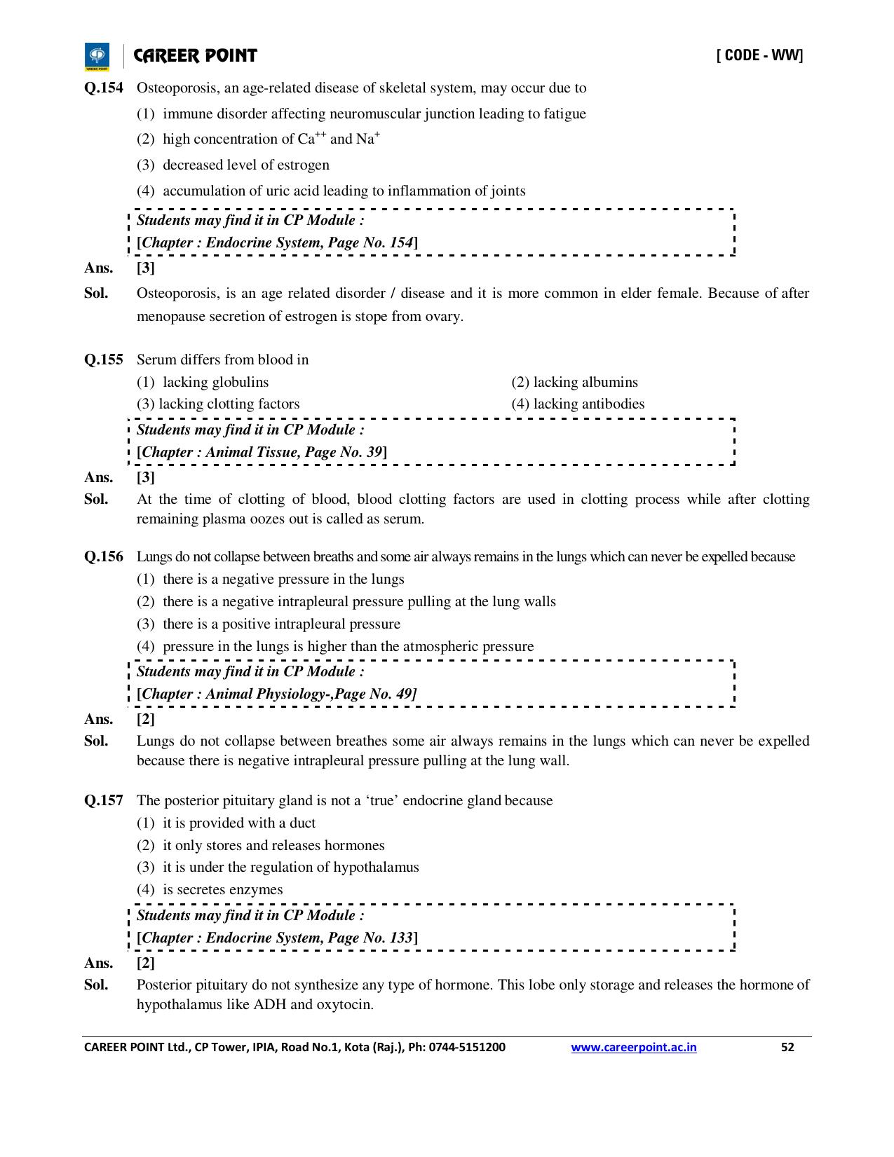 NEET Code AA 2016 Answer & Solutions - Page 52