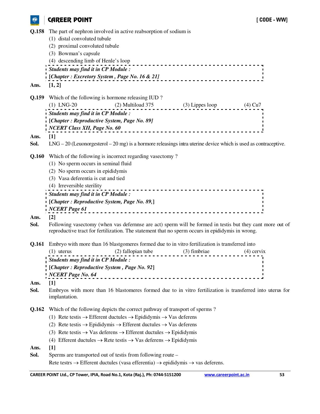NEET Code AA 2016 Answer & Solutions - Page 53