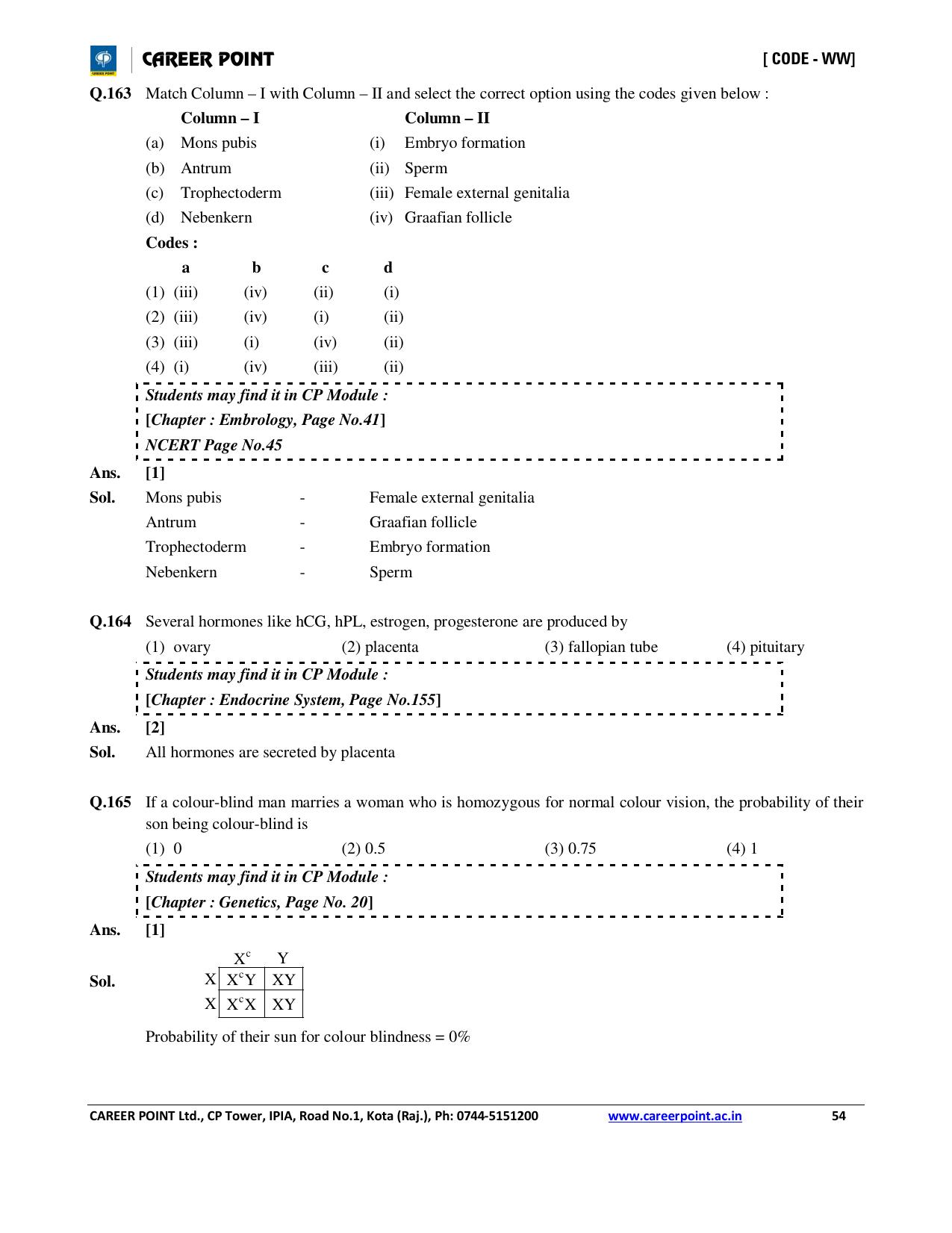 NEET Code AA 2016 Answer & Solutions - Page 54