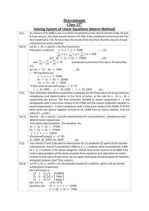 CBSE Class 12 Maths Determinants Assignment 5