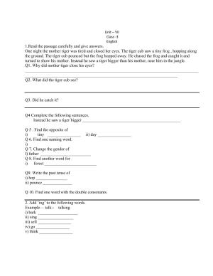 Worksheet for Class 3 English Assignment 29