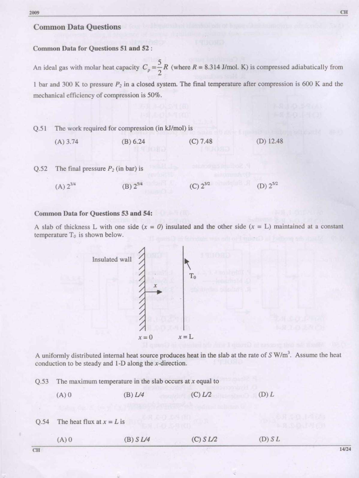 GATE 2009 Chemical Engineering (CH) Question Paper with Answer Key - Page 14