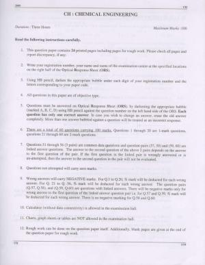 GATE 2009 Chemical Engineering (CH) Question Paper with Answer Key