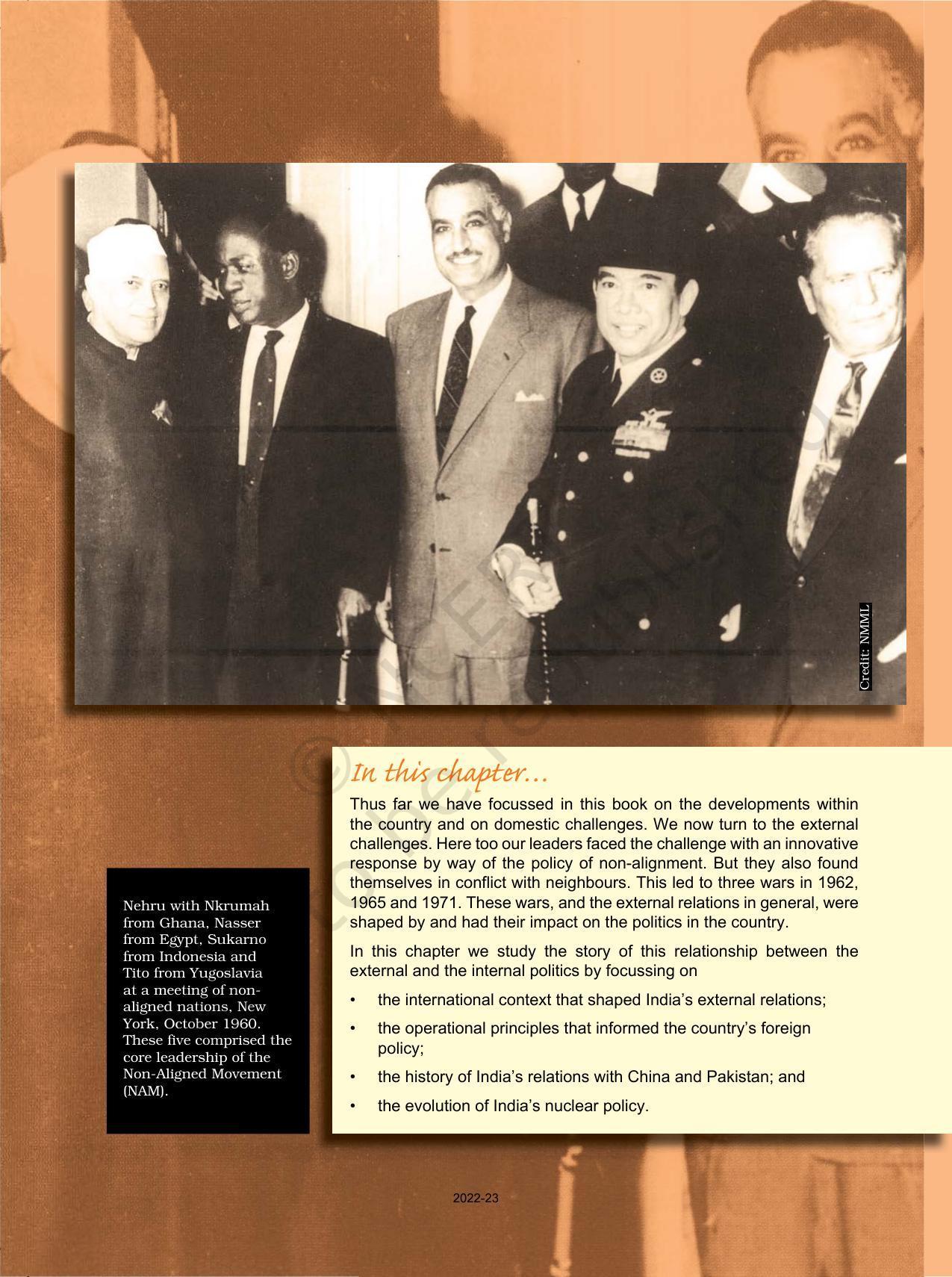 NCERT Book for Class 12 Political Science (Politics In India Since Independence) Chapter 4 India’s External Relations - Page 1