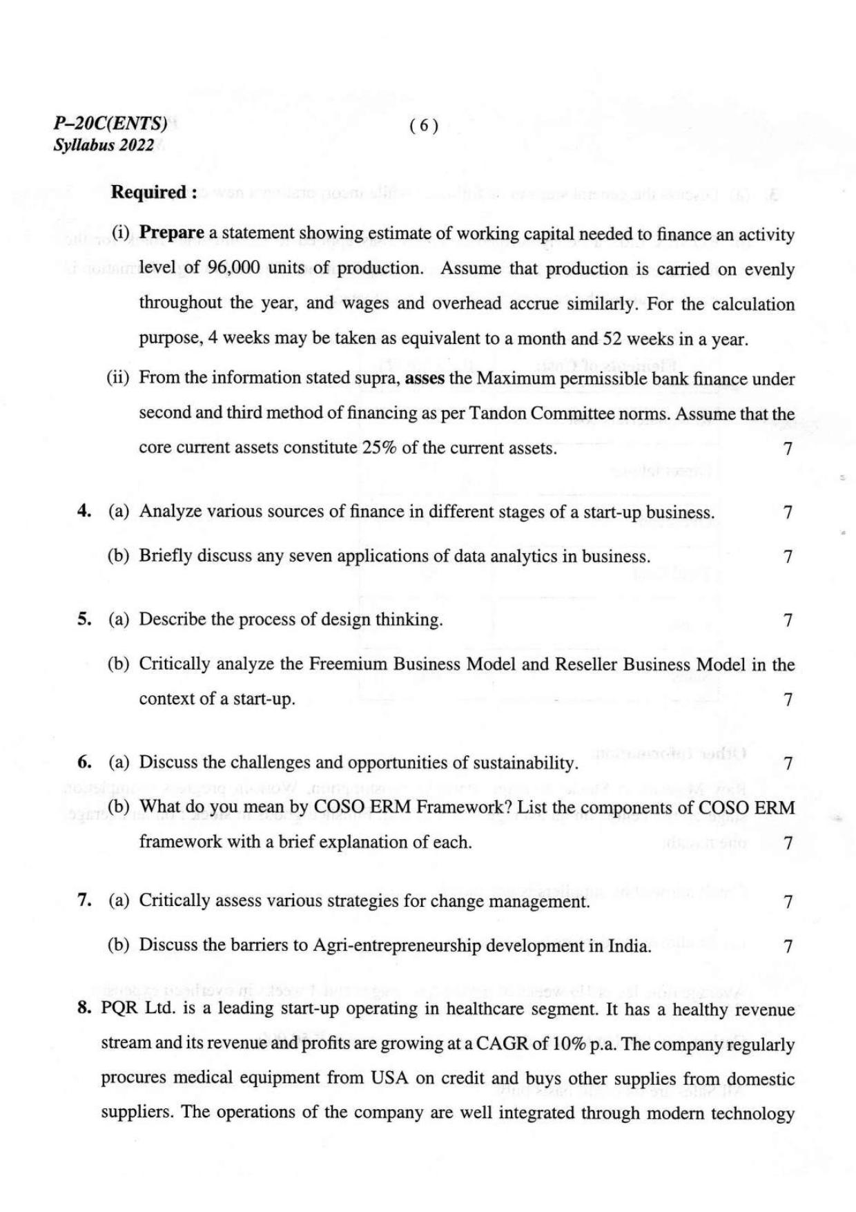 ICMAI Final December 2023 Question Paper - Entrepreneurship And Startup - Page 6