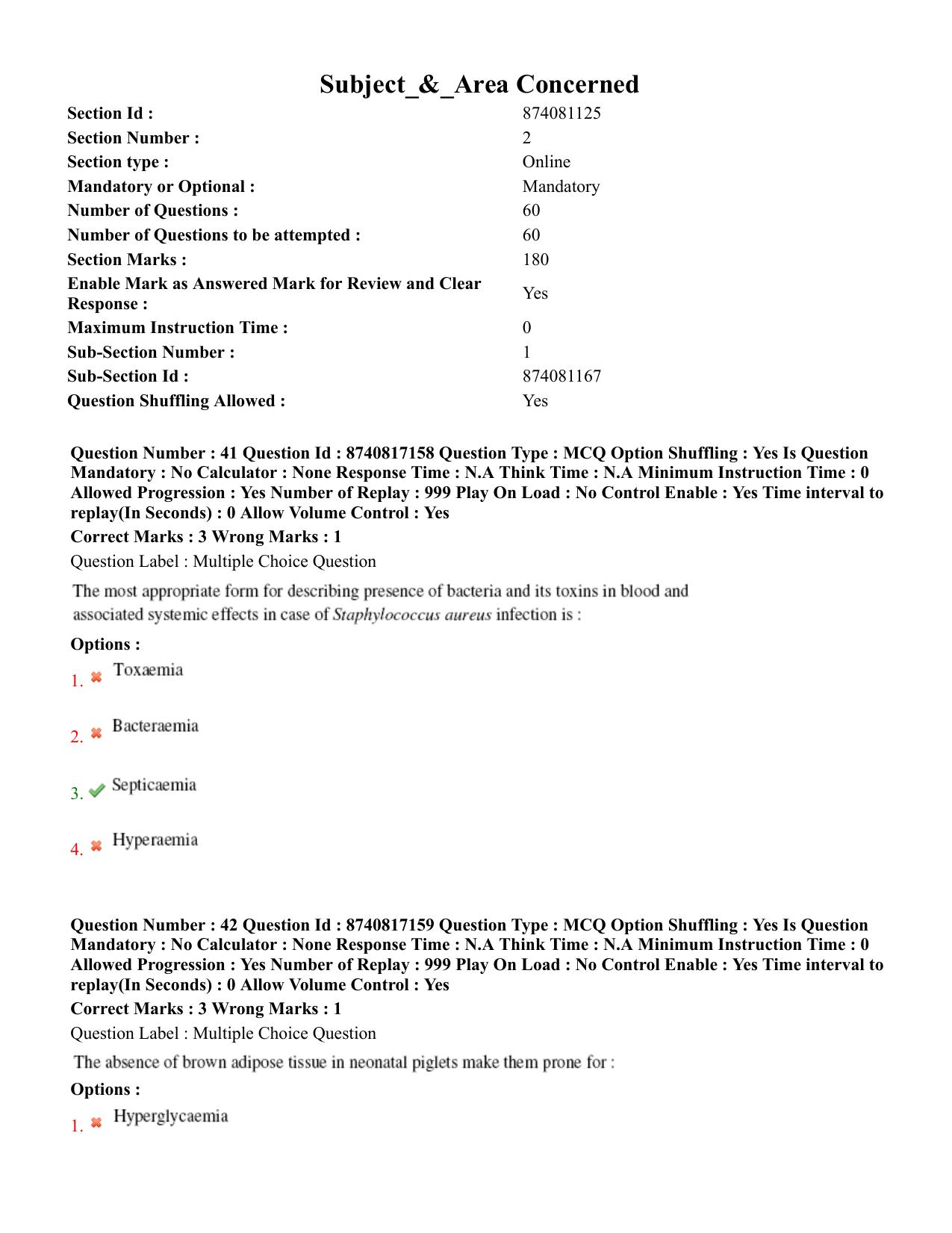 BHU RET Veterinary Medicine 2020 Question Paper - Page 28