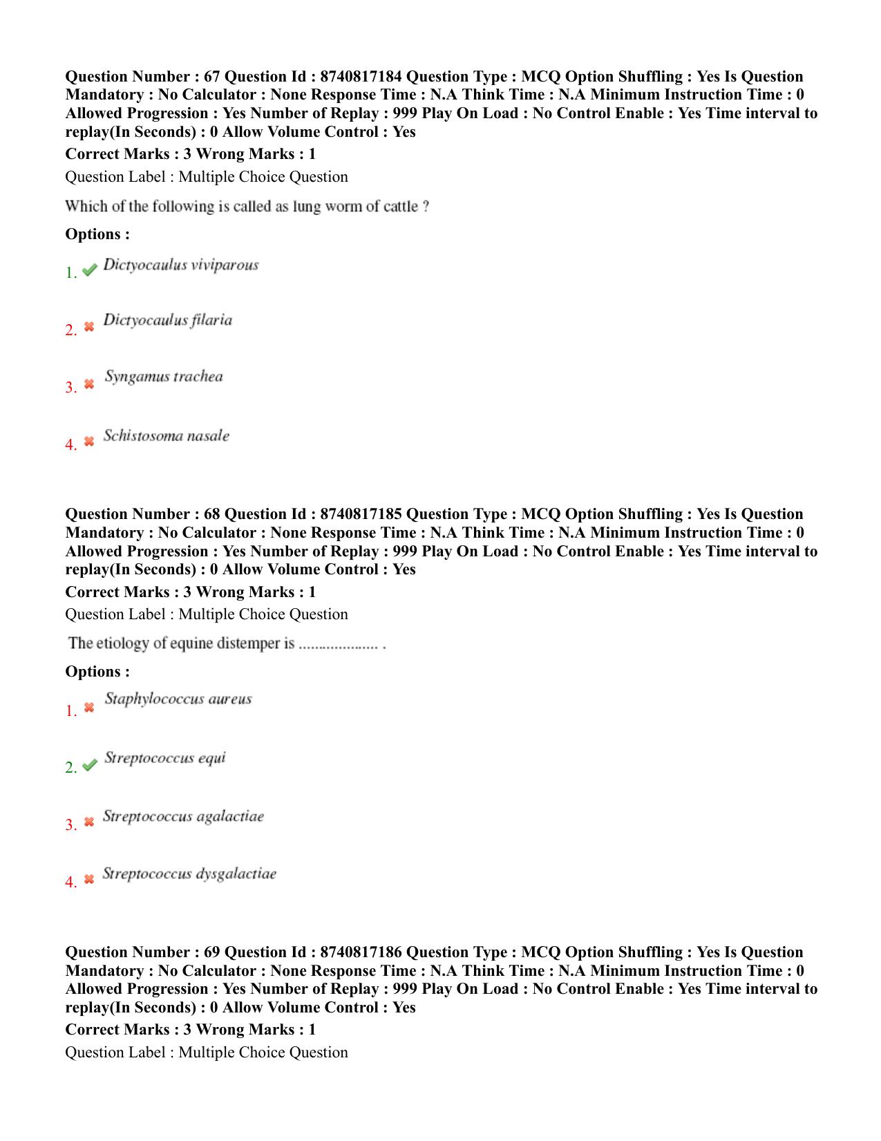BHU RET Veterinary Medicine 2020 Question Paper - Page 39