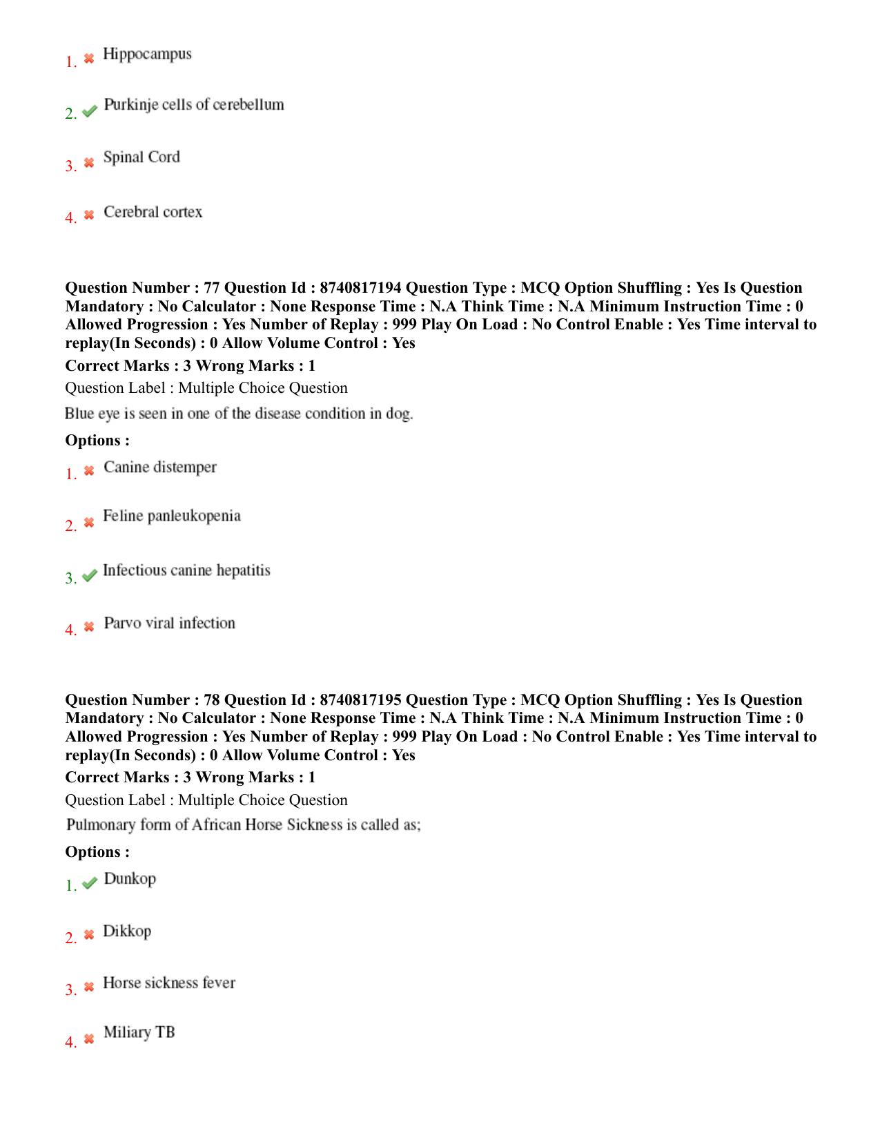 BHU RET Veterinary Medicine 2020 Question Paper - Page 43