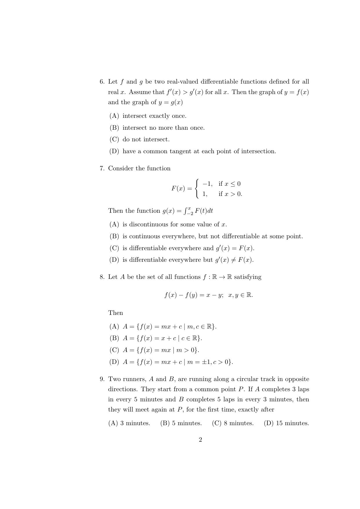 ISI Admission Test PG Diploma in Applied Statistics DST 2017 Sample Paper - Page 2