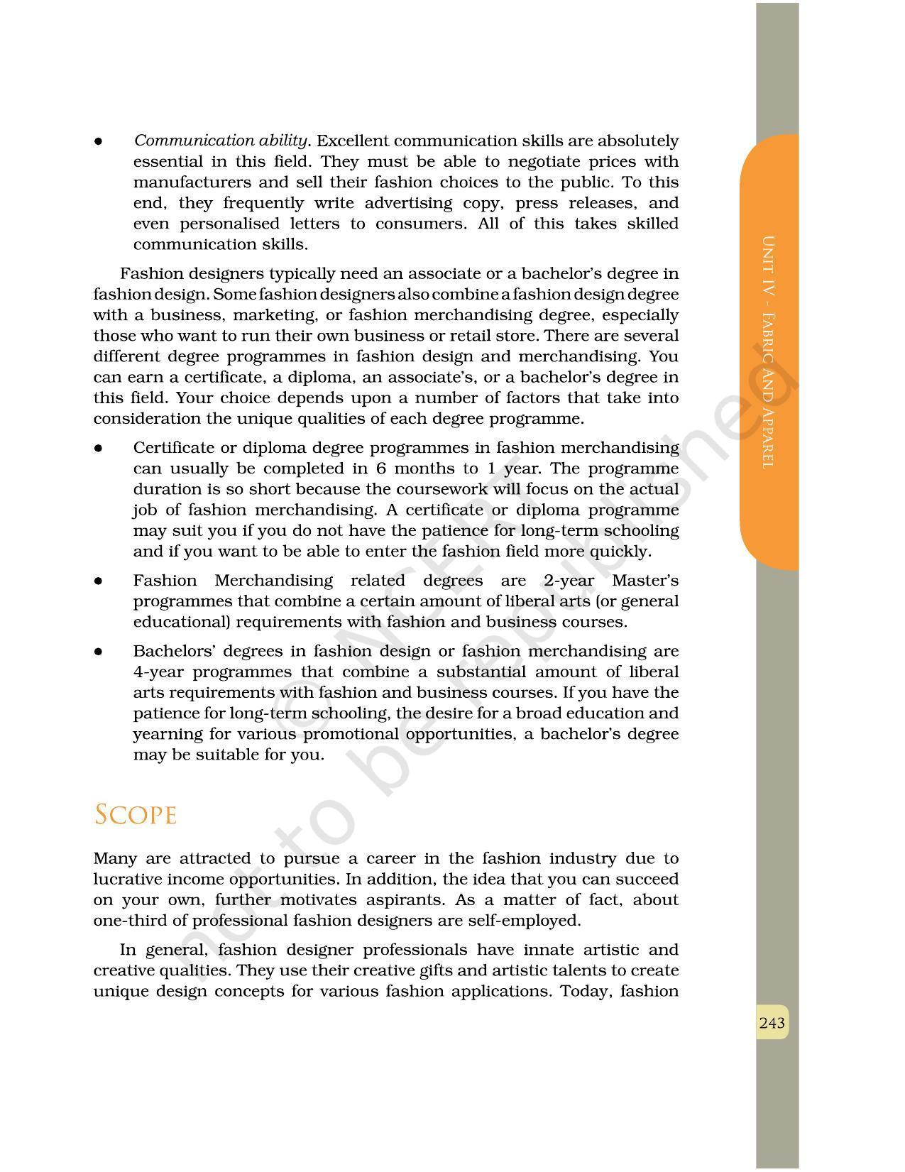 NCERT Book for Class 12 Home Science (Part -II) Chapter 12 Fashion Design and Merchandising - Page 10
