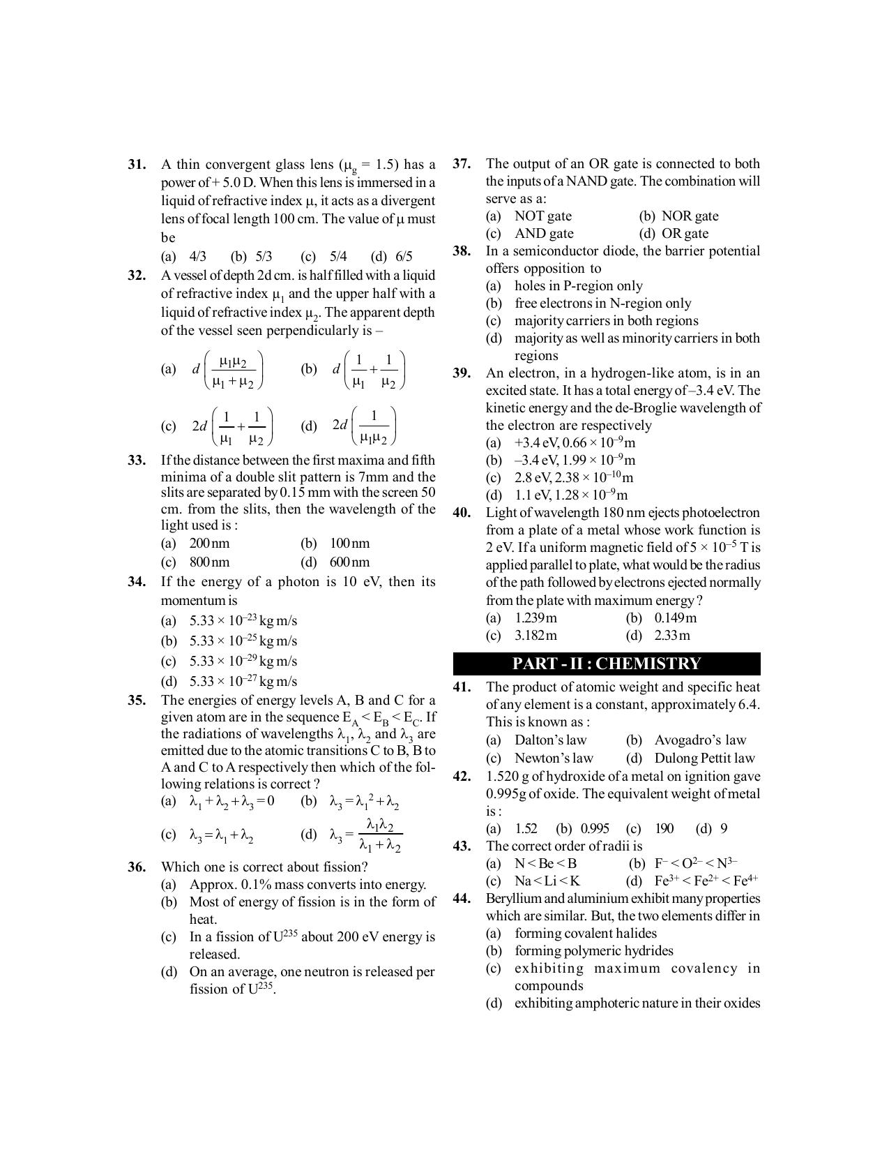 BITSAT 2011 Question Paper - Page 4