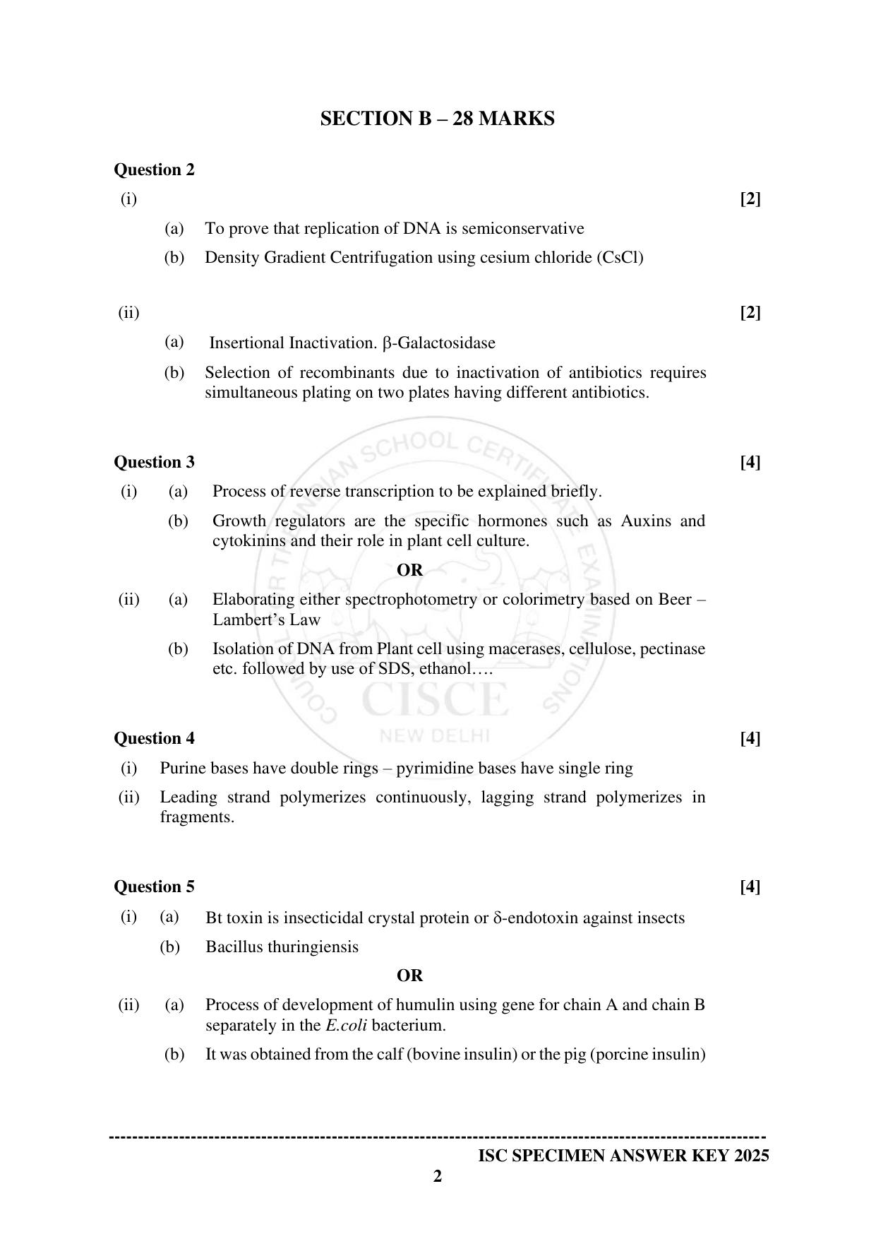 ISC Class 12 2025 BIOTECHNOLOGY (SQP & AK) Specimen Paper - Page 10
