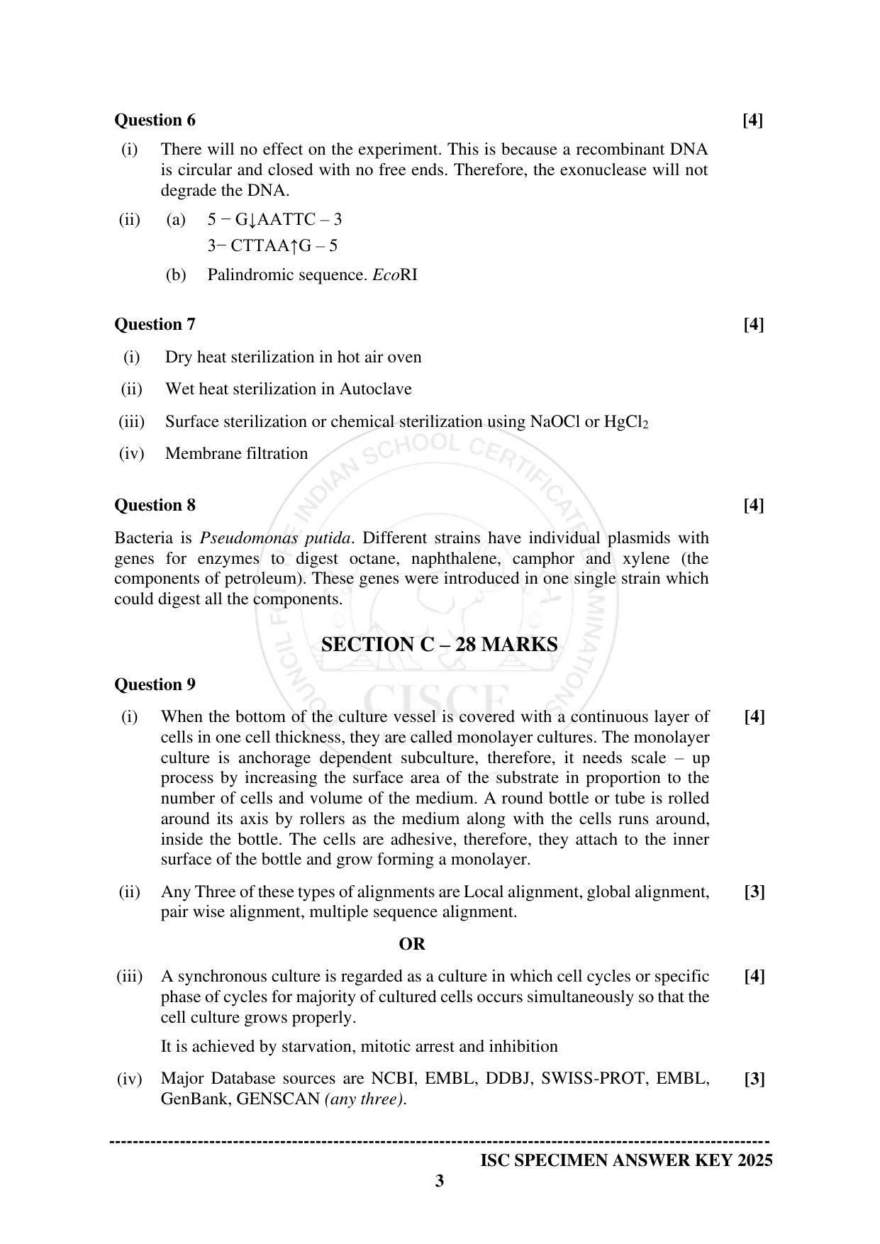 ISC Class 12 2025 BIOTECHNOLOGY (SQP & AK) Specimen Paper - Page 11