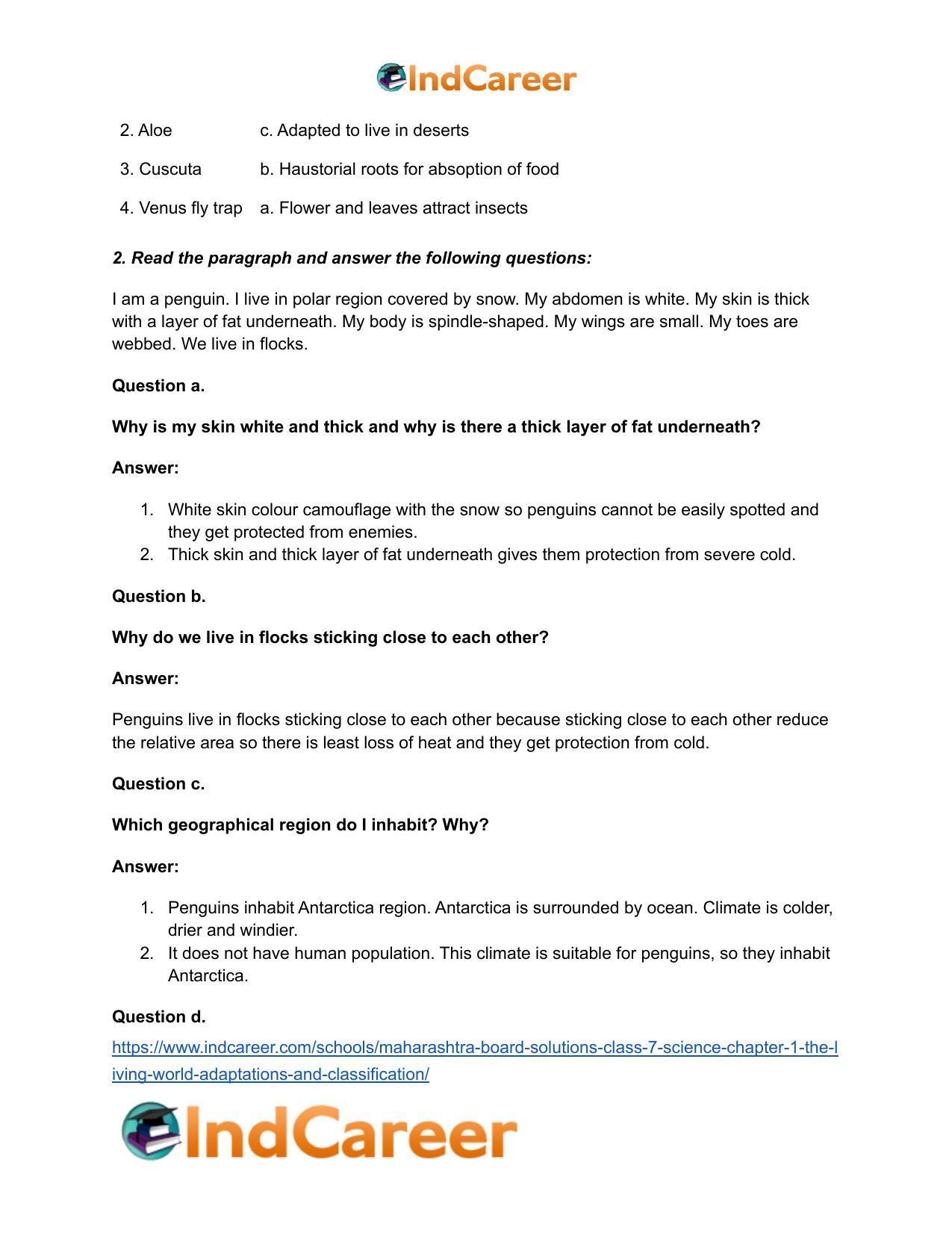 Maharashtra Board Solutions Class 7-Science: Chapter 1- The Living World: Adaptations and Classification - Page 3